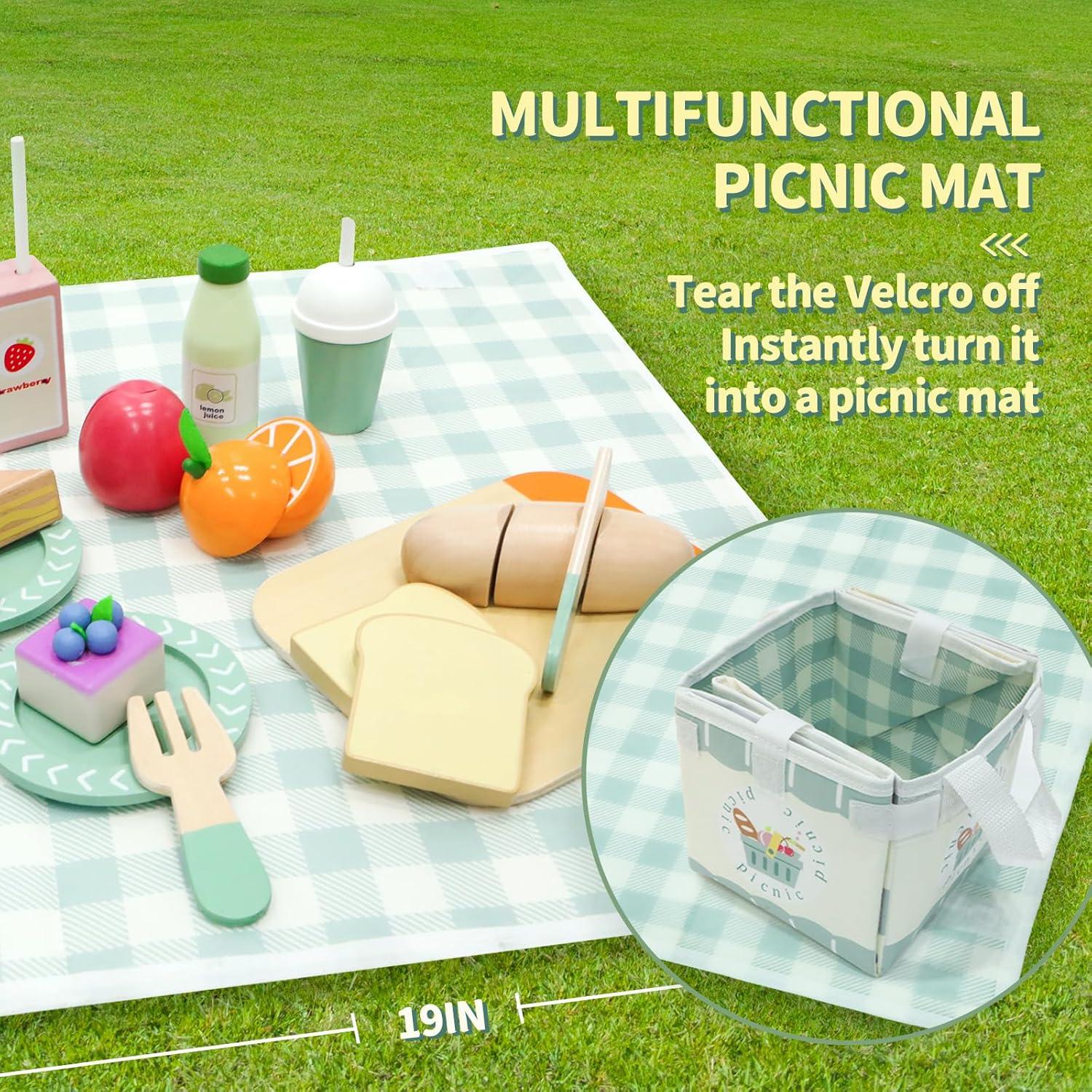 Juego de Picnic de Madera Masonbaby - Comida de Juguete 1,01 kg