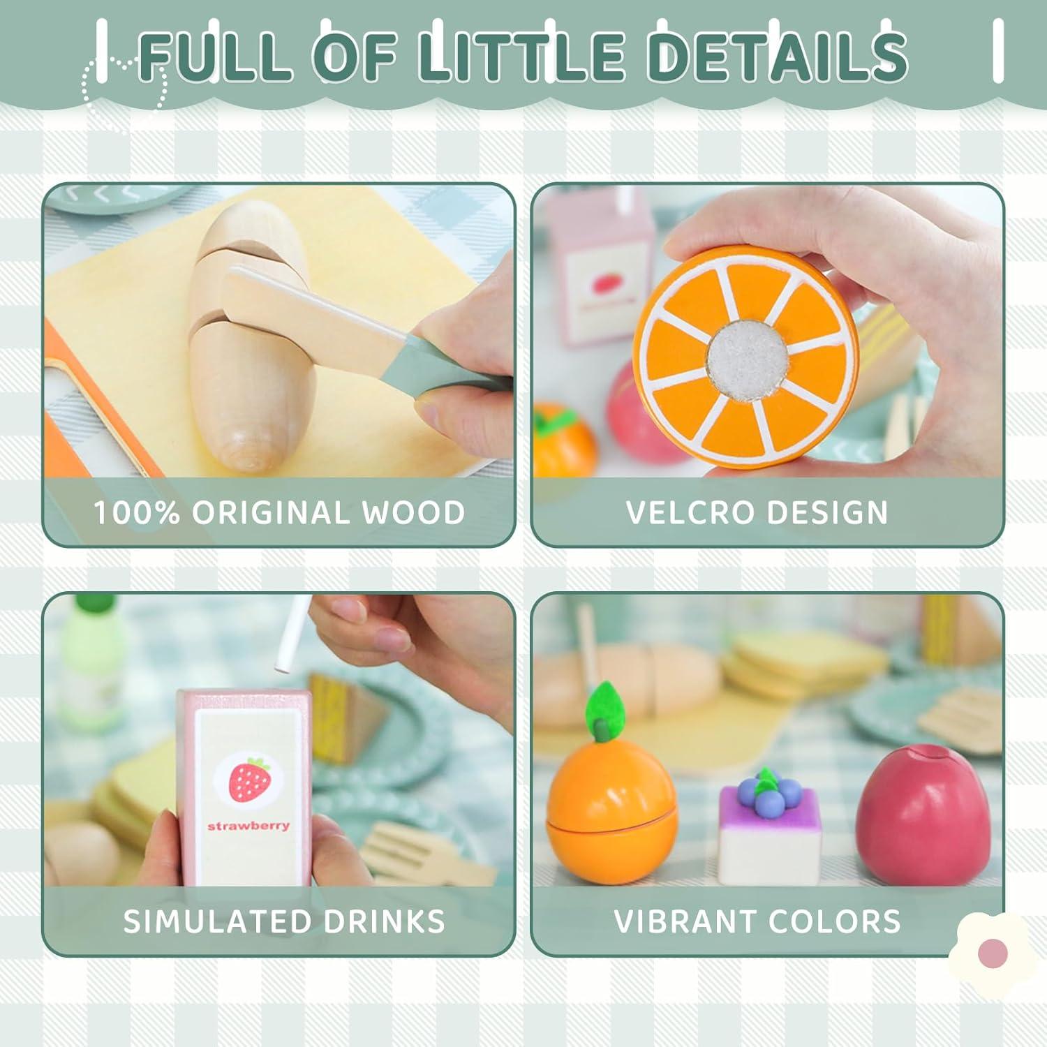 Juego de Picnic de Madera Masonbaby - Comida de Juguete 1,01 kg