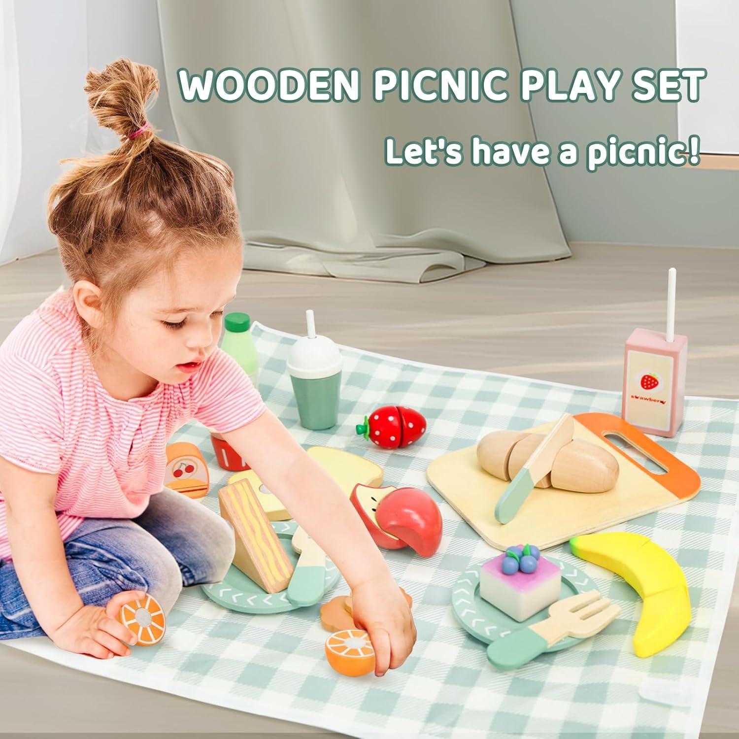 Juego de Picnic de Madera Masonbaby - Comida de Juguete 1,01 kg