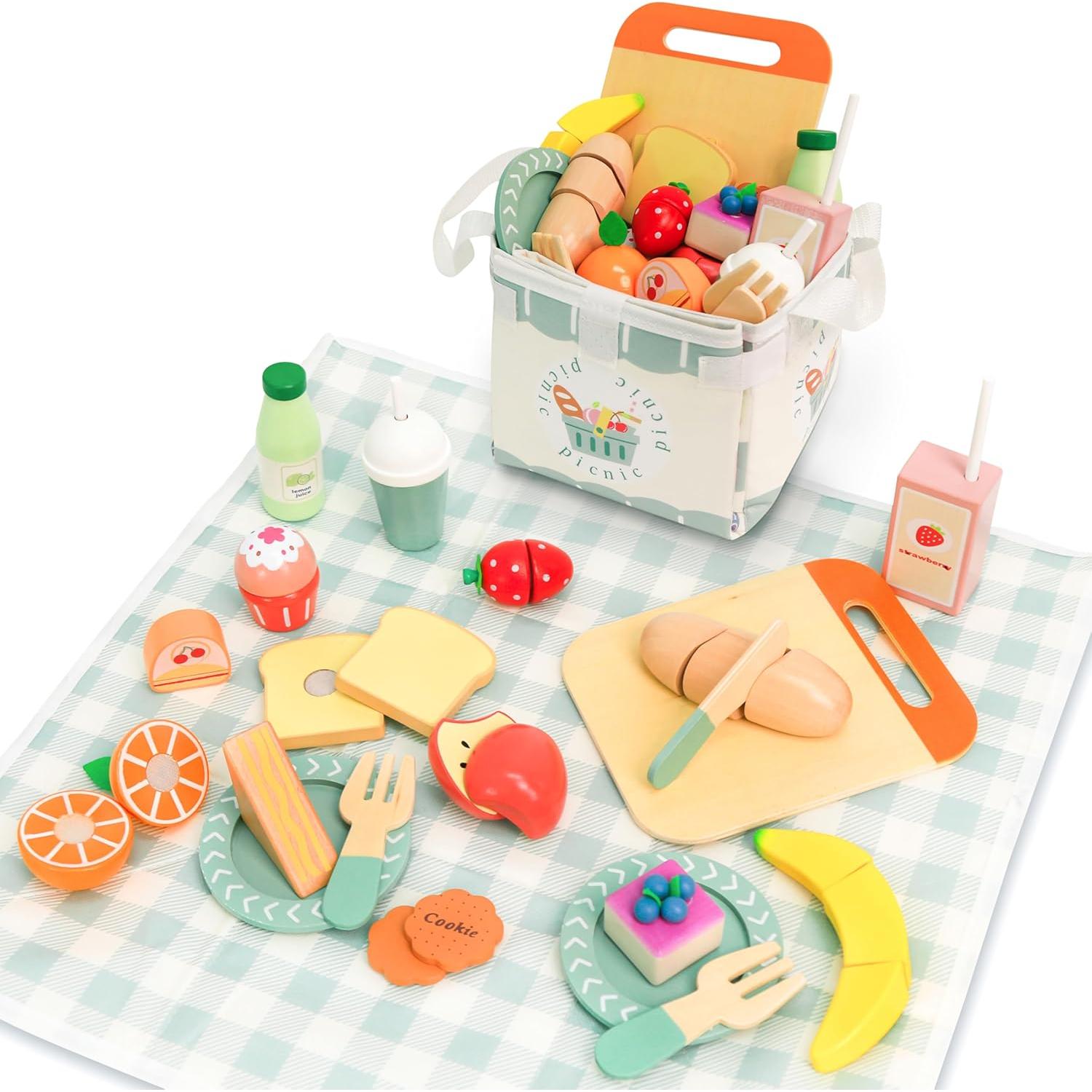 Juego de Picnic de Madera Masonbaby - Comida de Juguete 1,01 kg