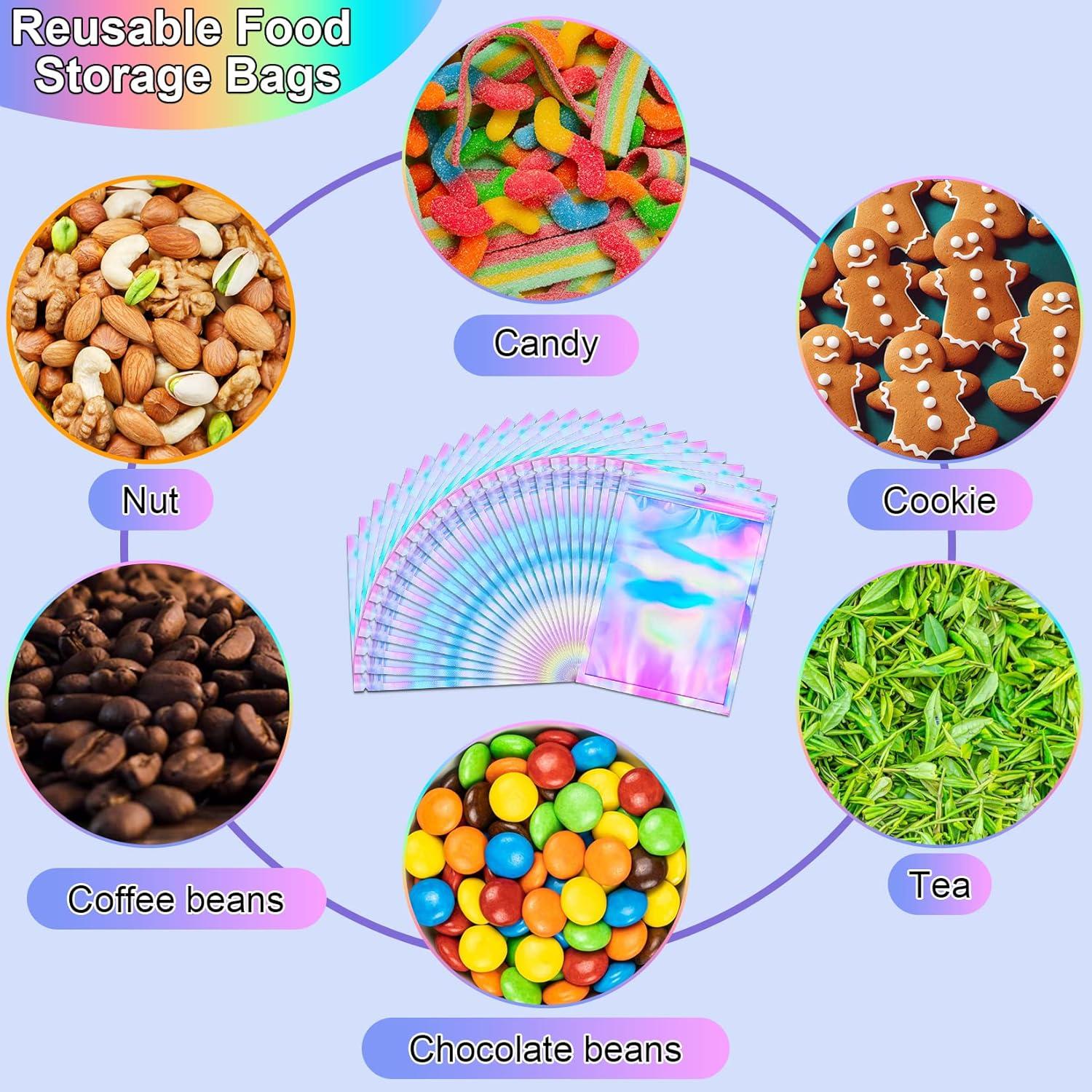 150 Bolsas Holográficas Resellables ANZNKU 7.6x10.2 cm Multicolor