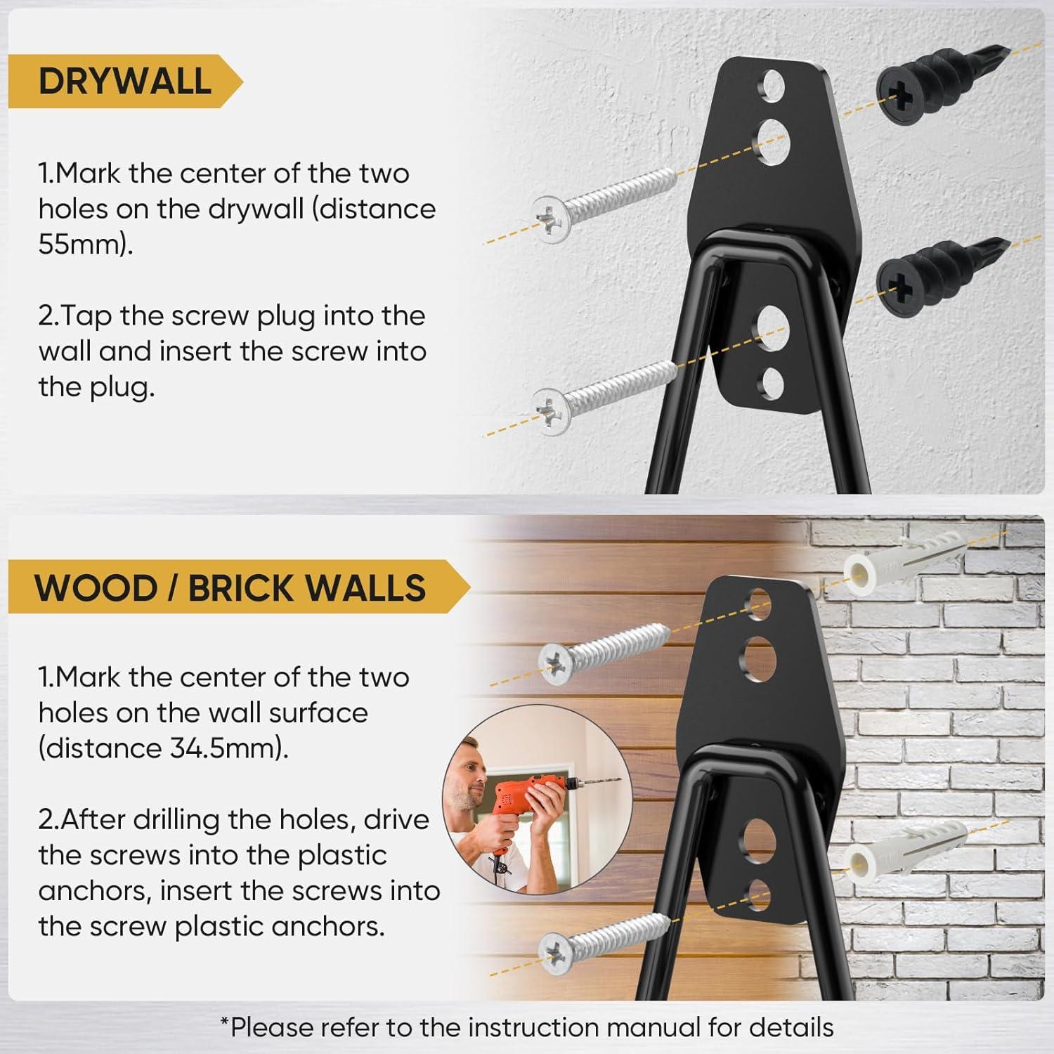 Ganchos de Garaje TICONN 2PCS Alta Resistencia 70kg Negro