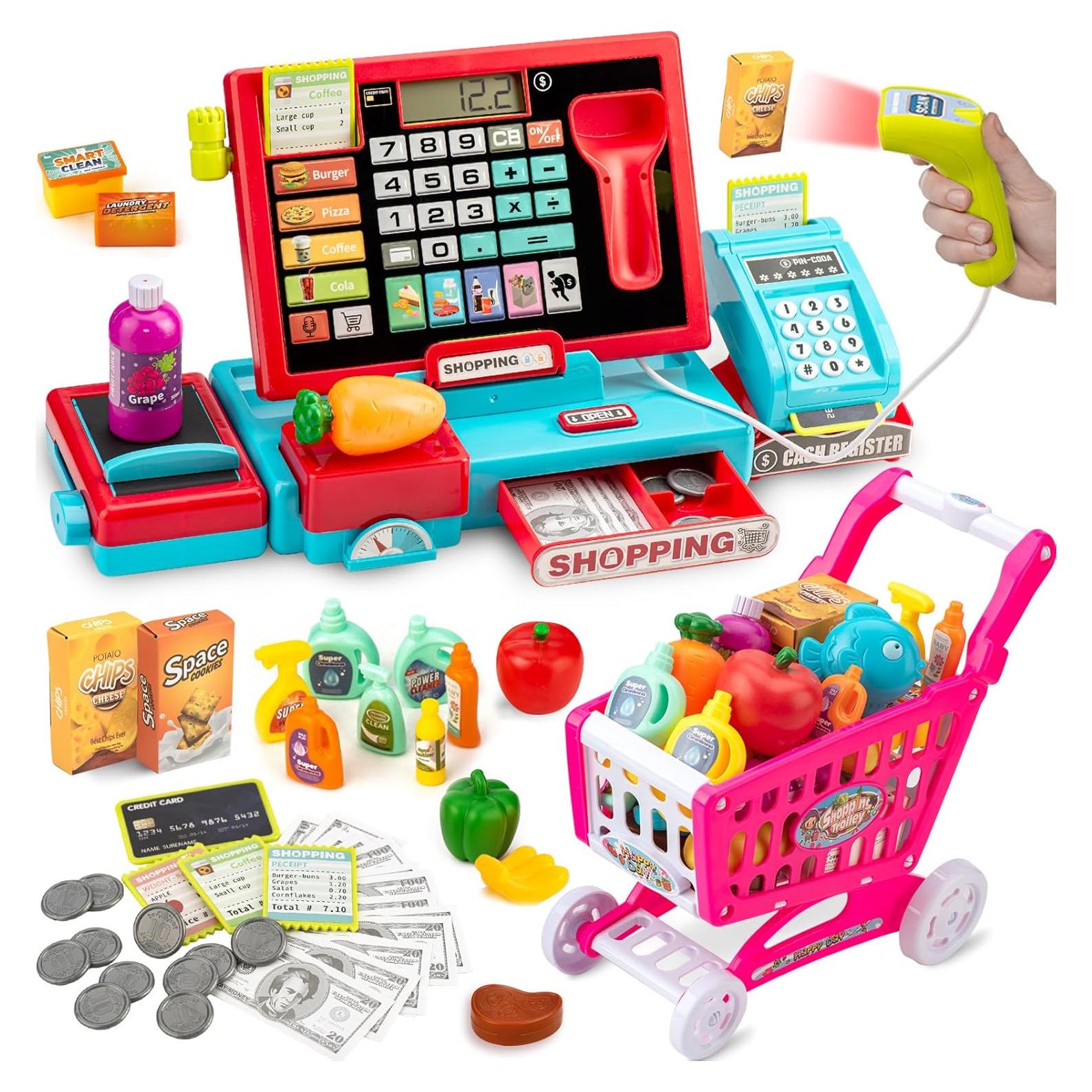 Caja Registradora Juguete VROGTIK Azul con Escáner 29x26.9cm