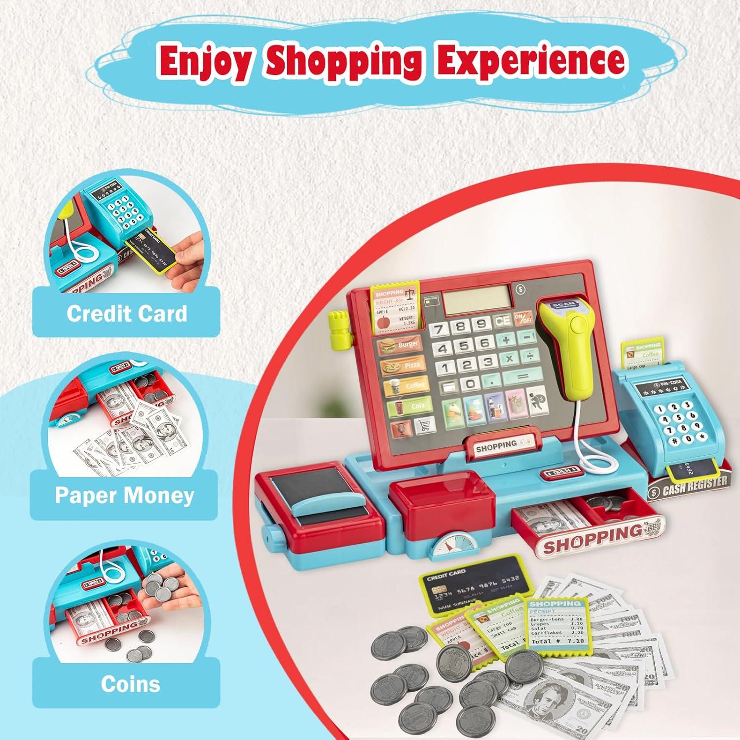 Caja Registradora Juguete VROGTIK Azul con Escáner 29x26.9cm