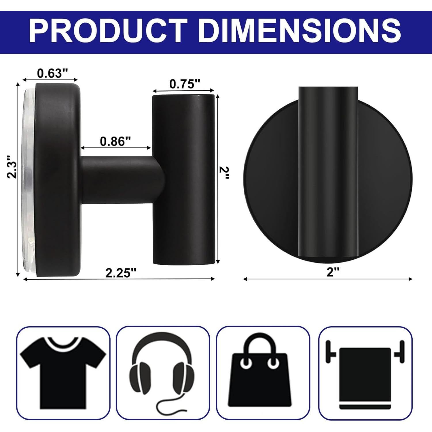 Ganchos de Ventosa Efanr para Ducha y Baño - Acero Inoxidable Negro