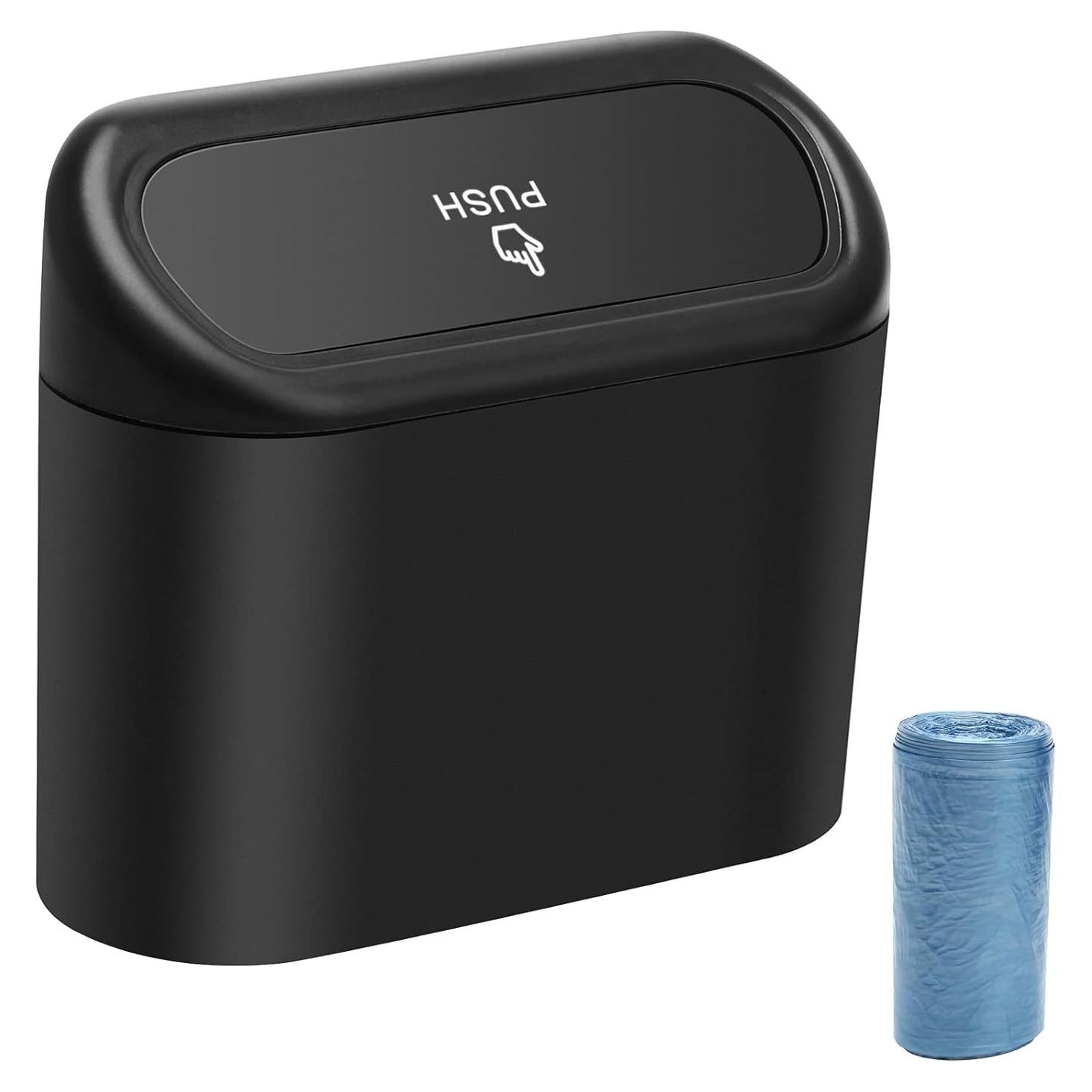 Basurero para Auto AHIER Mini con Tapa y 30 Bolsas, Negro