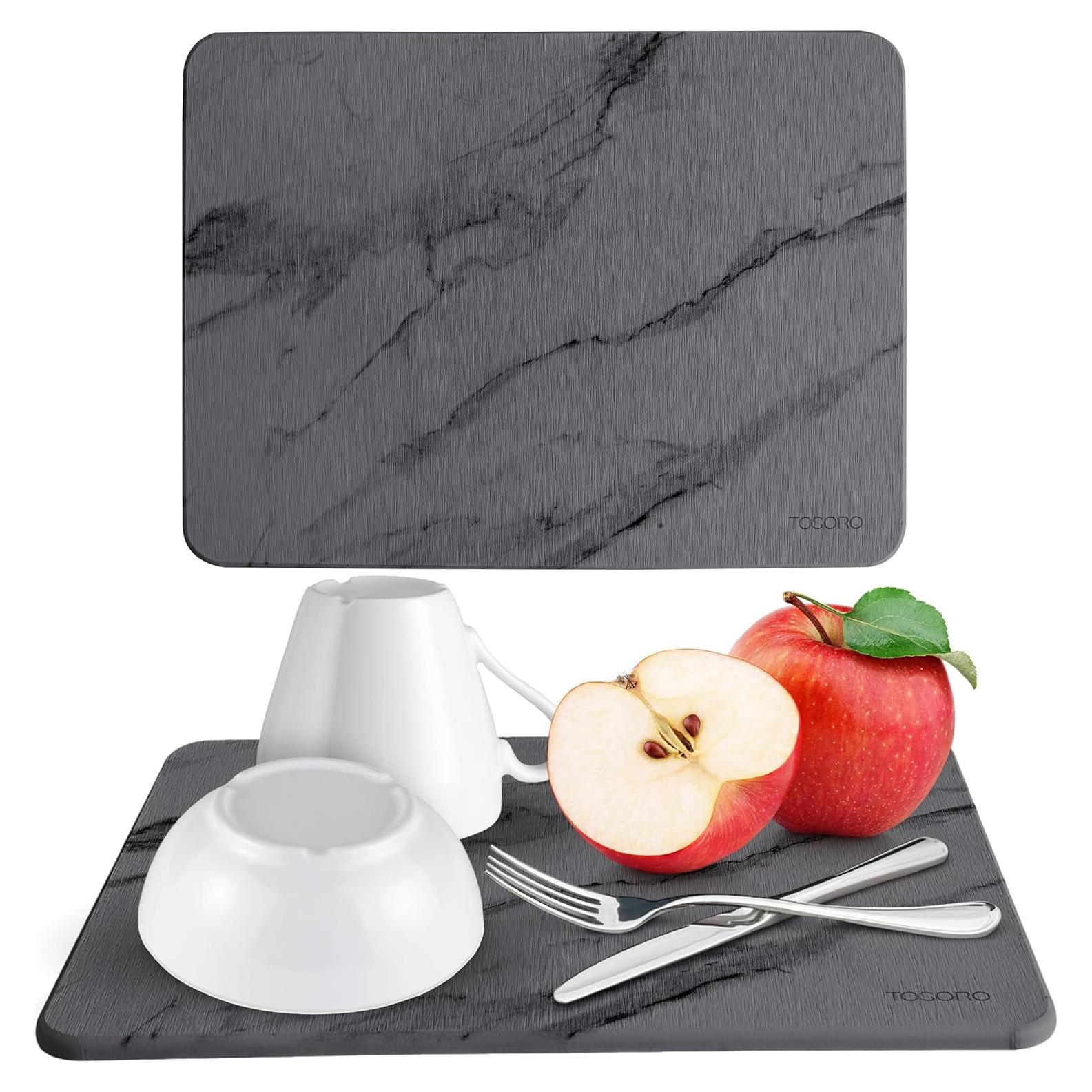 Alfombrilla de Secado de Piedra TOSORO 39.9x5.6cm Mármol Grafito