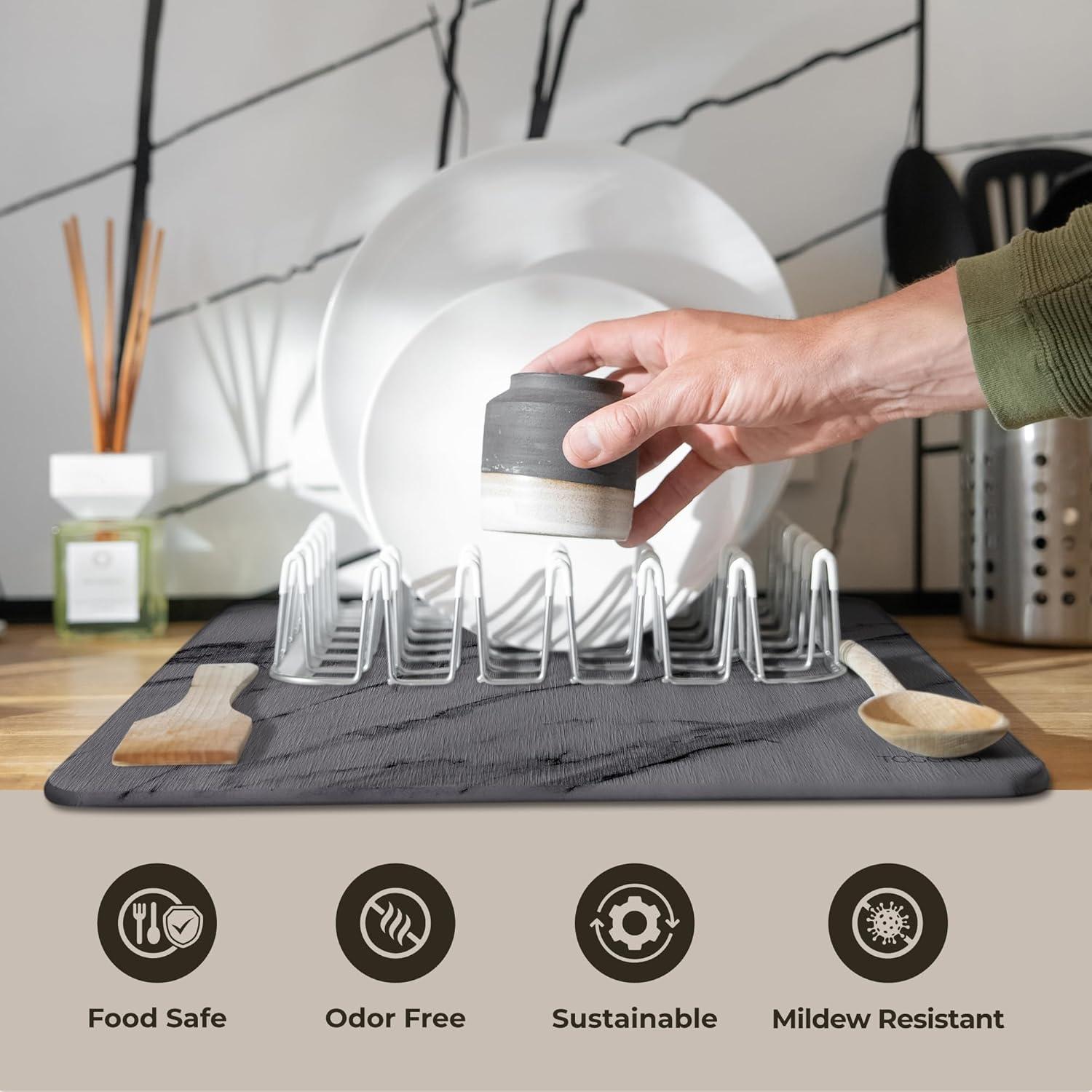 Alfombrilla de Secado de Piedra TOSORO 39.9x5.6cm Mármol Grafito