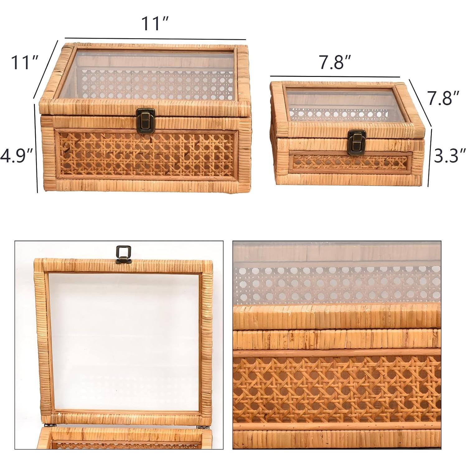 Cajas Apilables de Ratán y Mimbre DECOR4SEASON - Set de 2