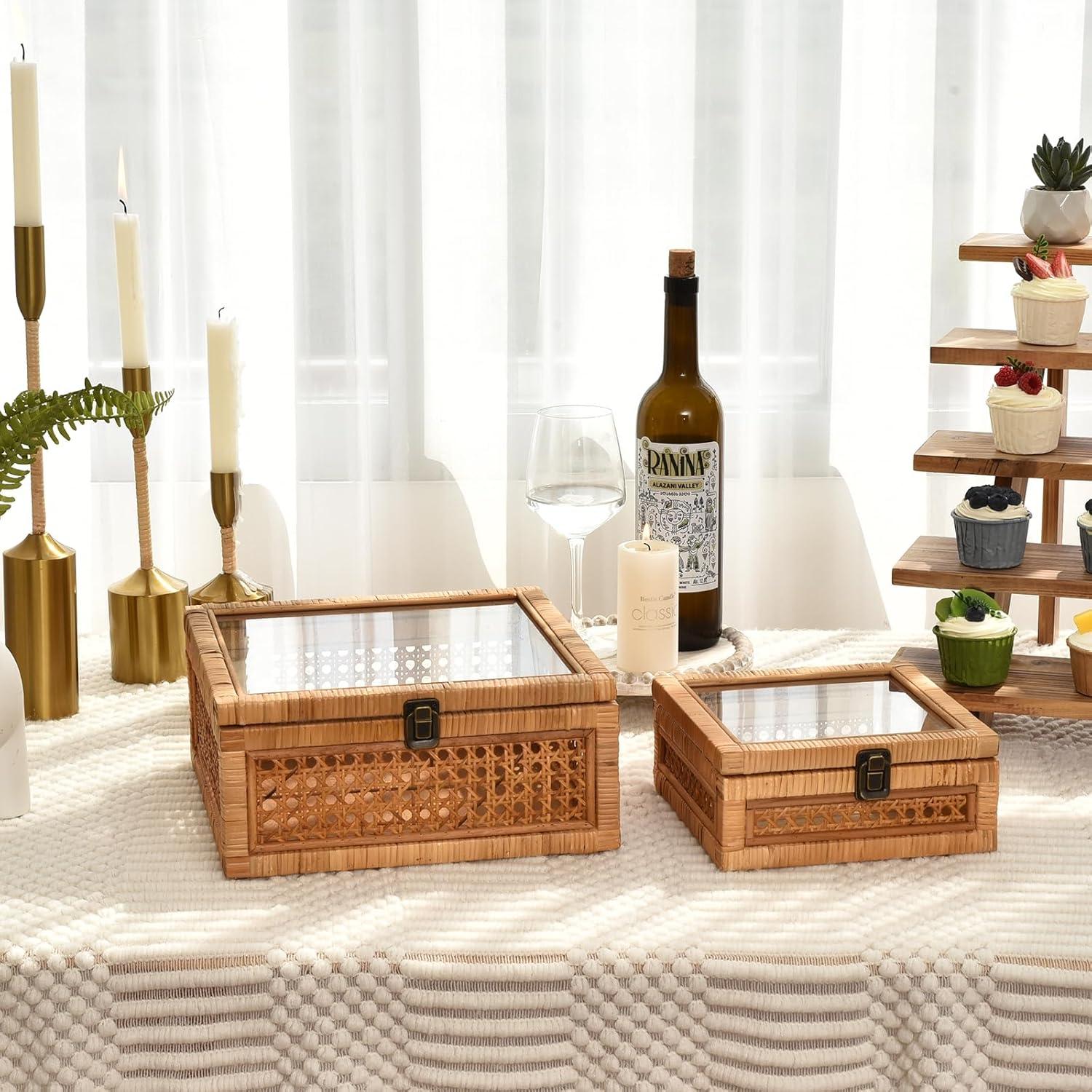 Cajas Apilables de Ratán y Mimbre DECOR4SEASON - Set de 2