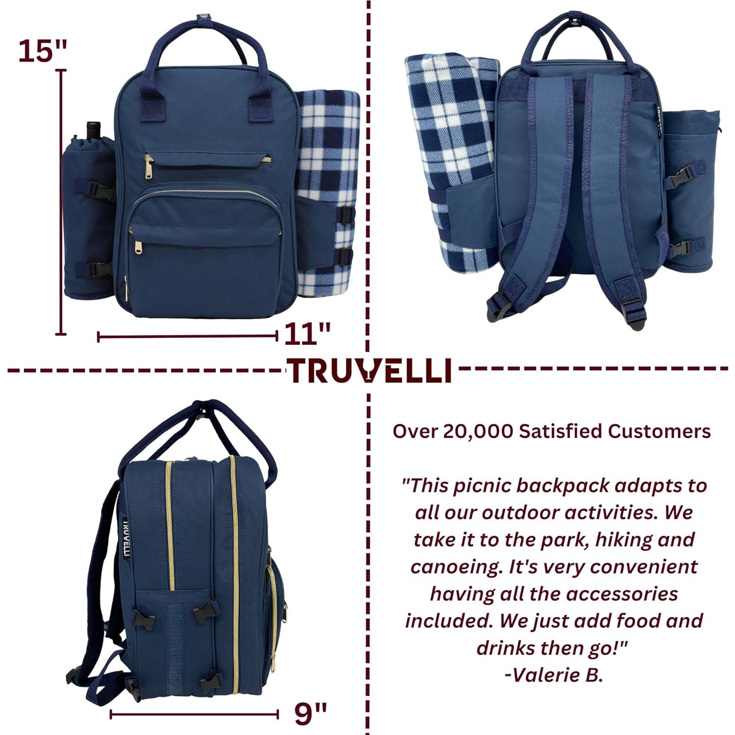 Mochila de Picnic Truvelli Azul para 2 Personas con Manta