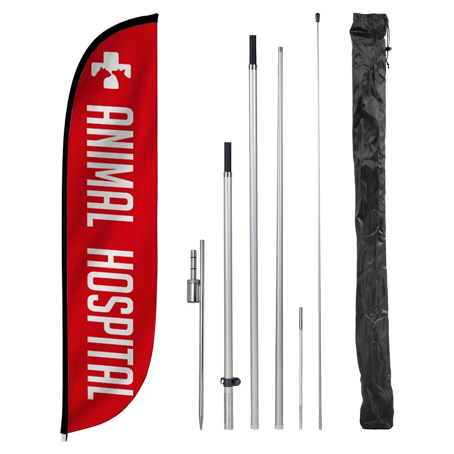 Bandera de Pluma LookOurWay 12 Pies Hospital Veterinario