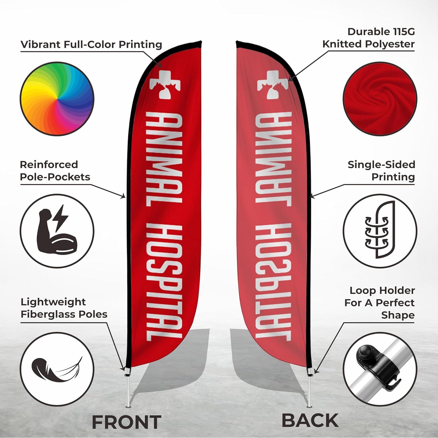 Bandera de Pluma LookOurWay 12 Pies Hospital Veterinario