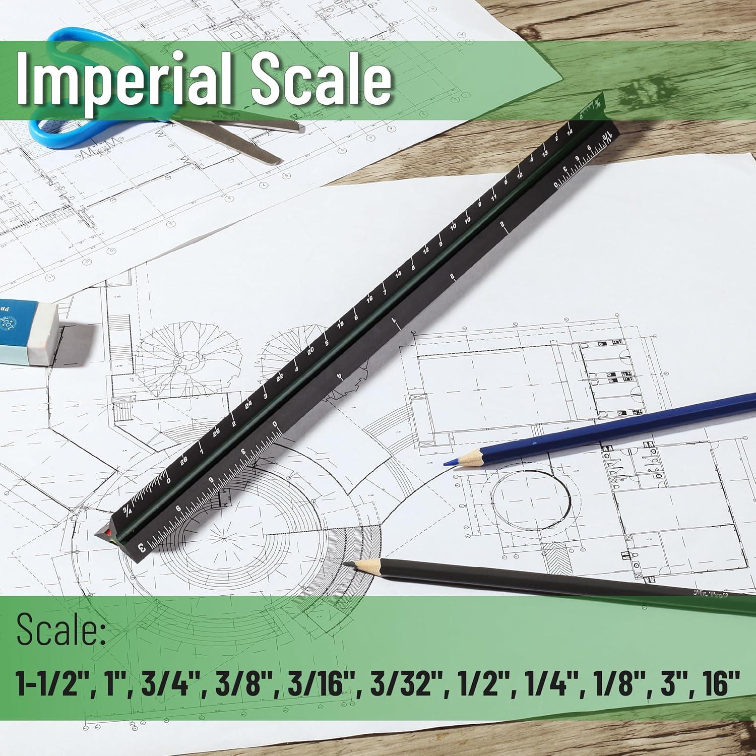 Regla de Escala Arquitectónica Mr. Pen 30 cm Aluminio Negra
