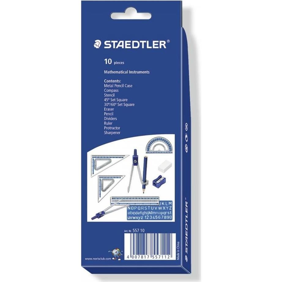 Set Matemático Noris Club 557 10 Staedtler - Lápiz, Compás, Regla
