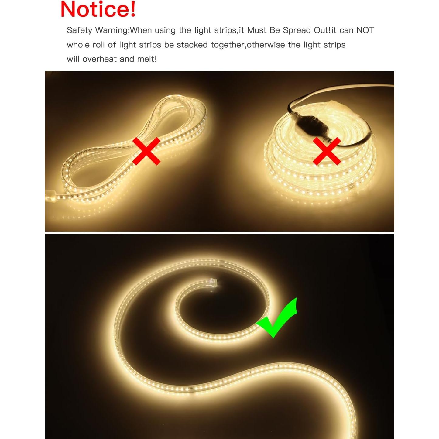 Tira LED 2m AIMENGTE 240 LEDs Blanco Cálido 3000K IP65