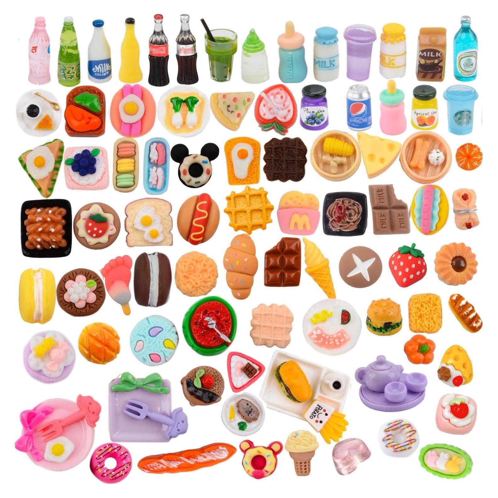 100 Piezas Mini Comida MUYIZI con Caja de Almacenamiento