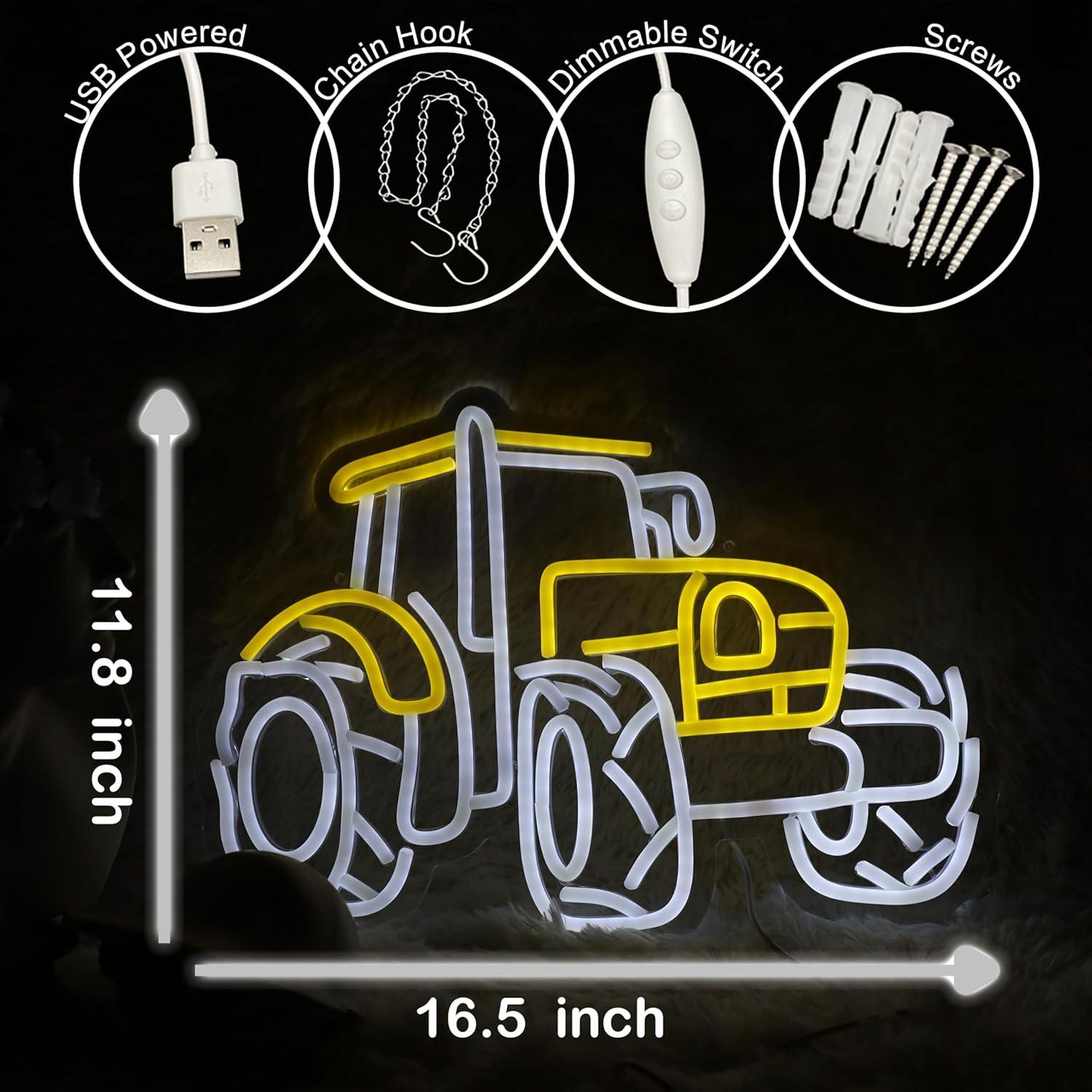 Cartel de Neón LED HeyLEDNeoN Camión Grande Amarillo 41.91x29.97 cm