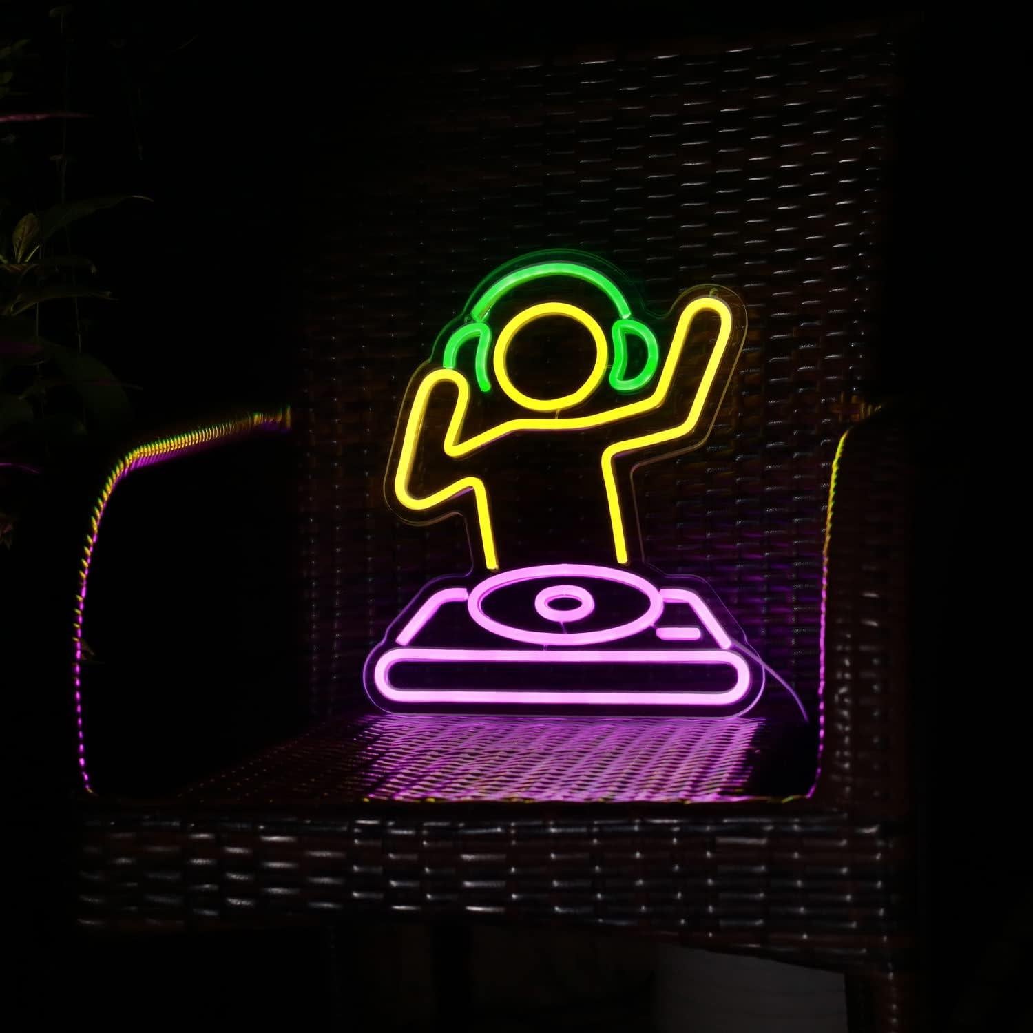 Letrero de neón LED DJ regulable SHINEMYWAY para pared