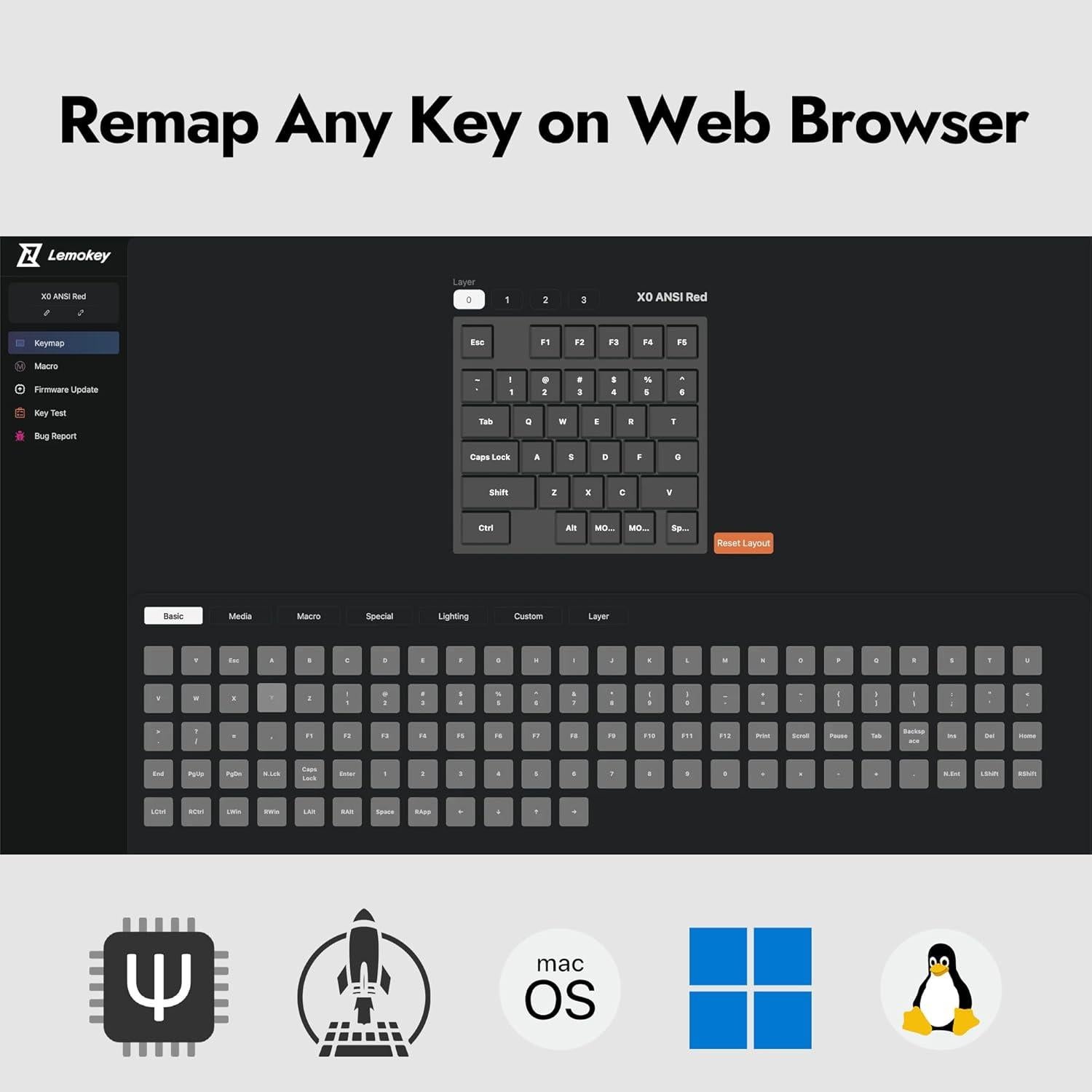 Teclado Mecánico Gaming Lemokey X0 35 Teclas Retroiluminado Rojo