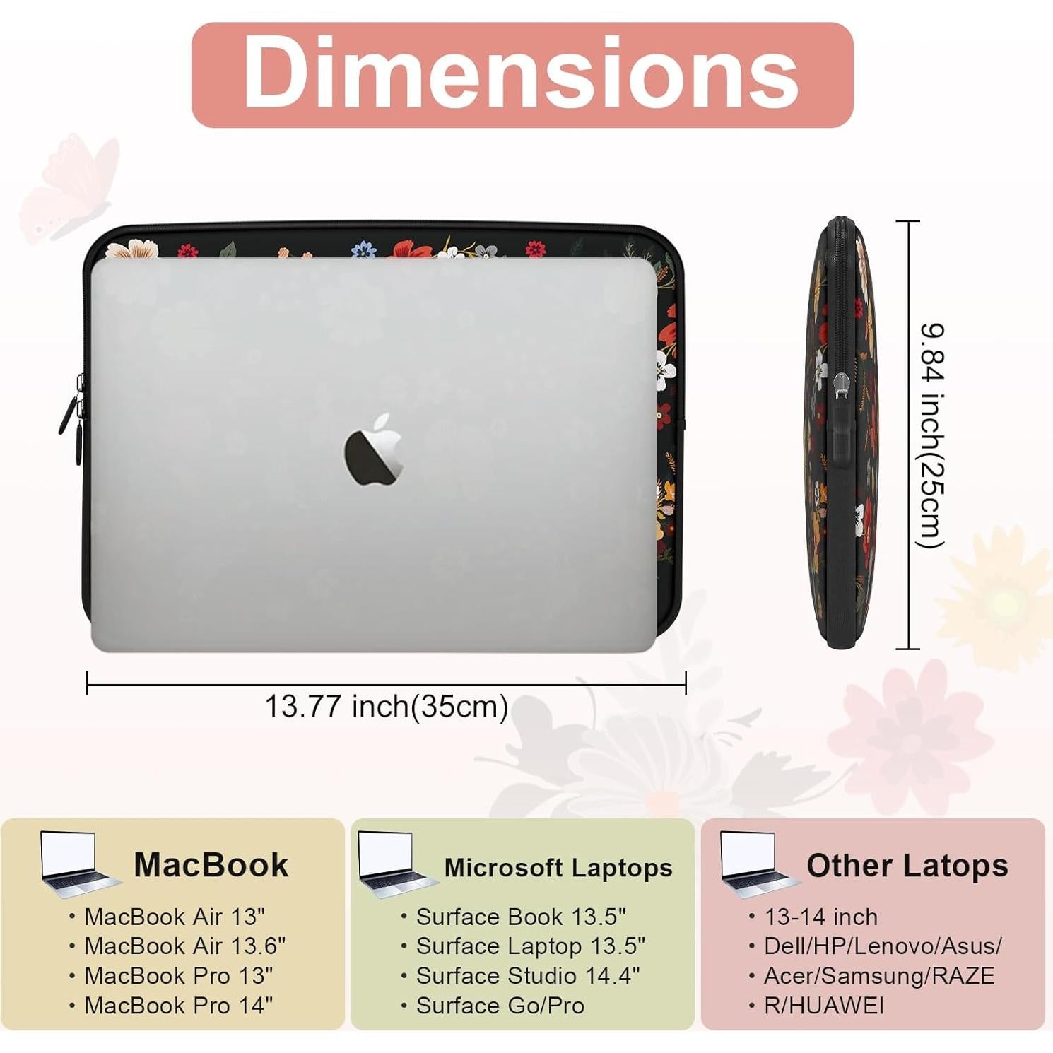 Funda para Laptop iLeadon Floral 13-14 Pulgadas Neopreno