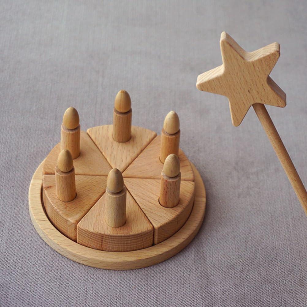 Juego de Comida de Cumpleaños HOMSFOU Tarta de Madera