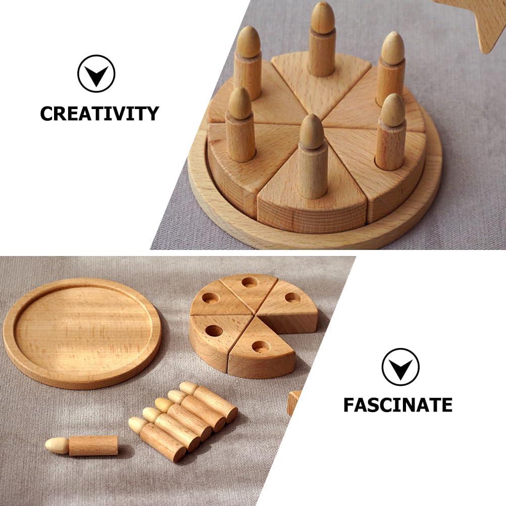 Juego de Comida de Cumpleaños HOMSFOU Tarta de Madera