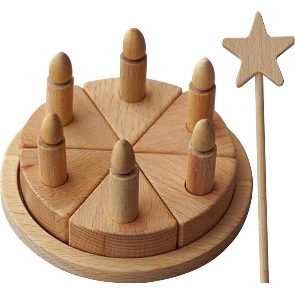 Juego de Comida de Cumpleaños HOMSFOU Tarta de Madera