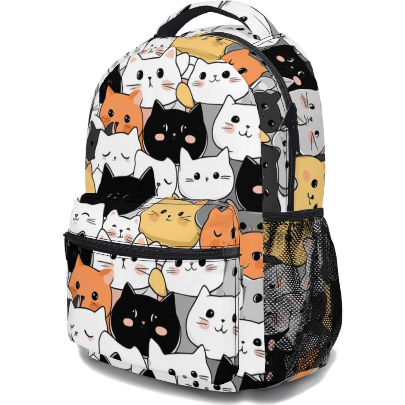 Mochila Escolar Gato Lindo para Niños 44cm Oxford Resistente