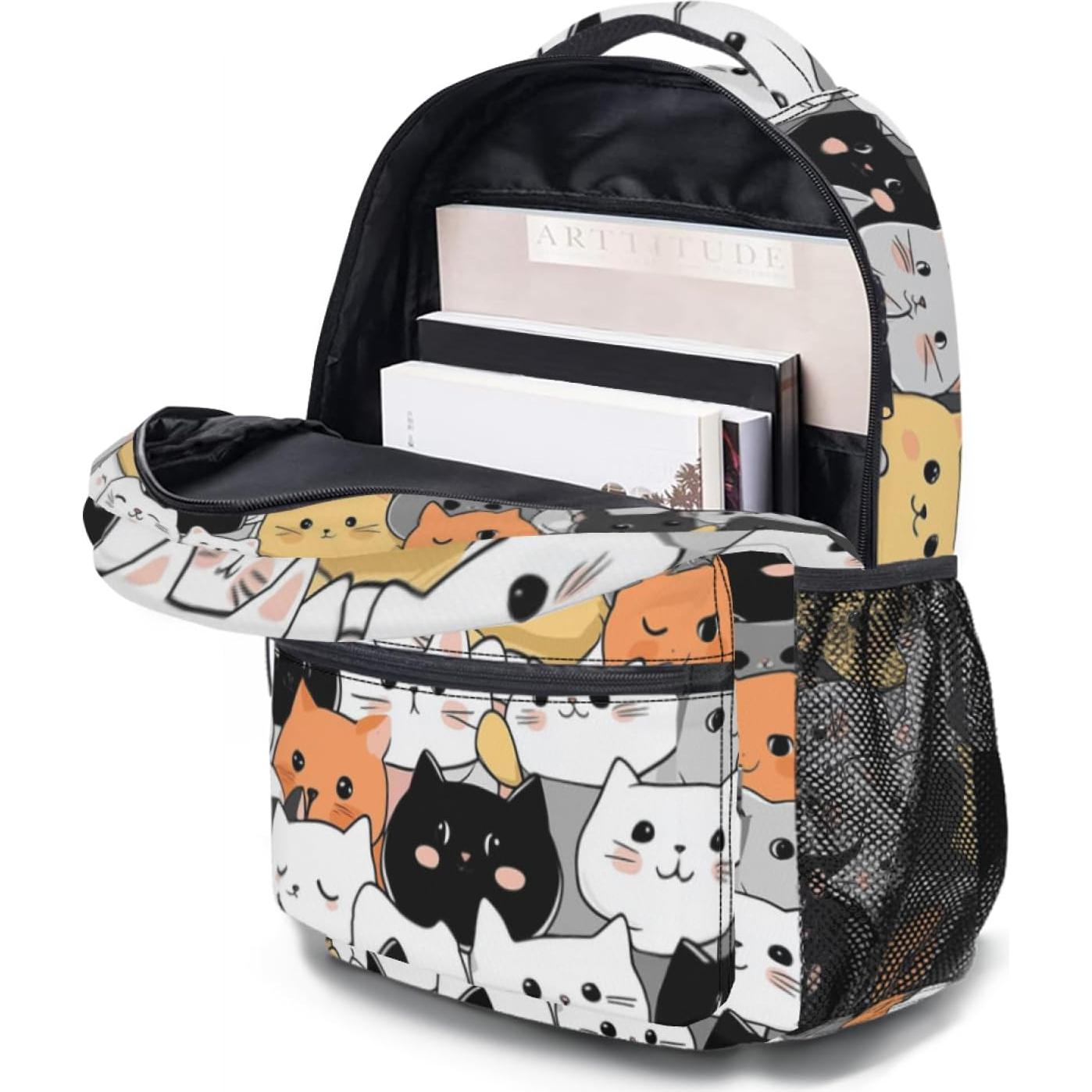 Mochila Escolar Gato Lindo para Niños 44cm Oxford Resistente