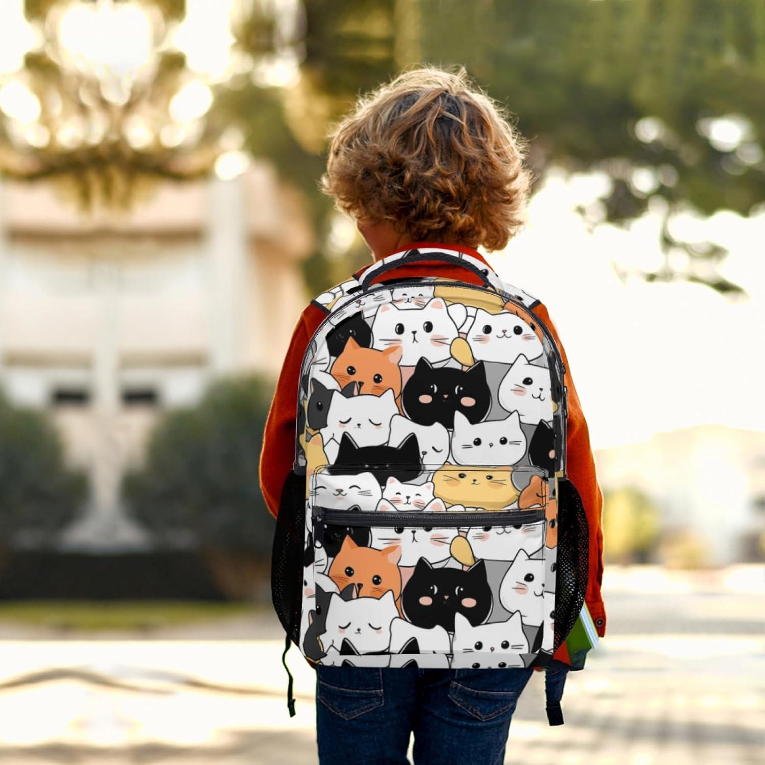 Mochila Escolar Gato Lindo para Niños 44cm Oxford Resistente