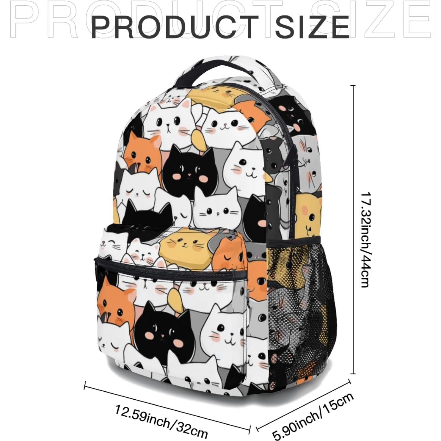 Mochila Escolar Gato Lindo para Niños 44cm Oxford Resistente