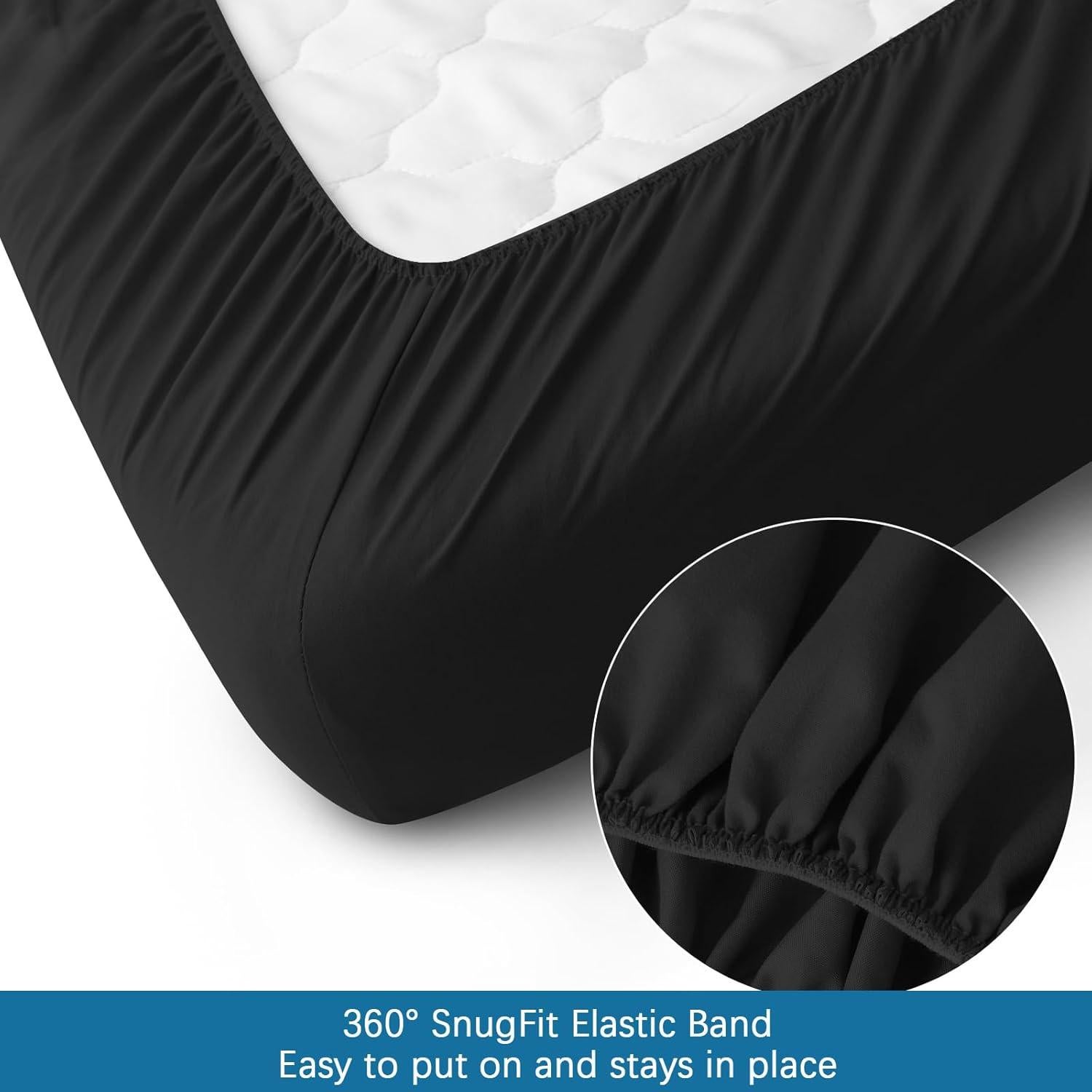 Juego de Sábanas SPRINGSPIRIT Cama Individual 4 Piezas Negro