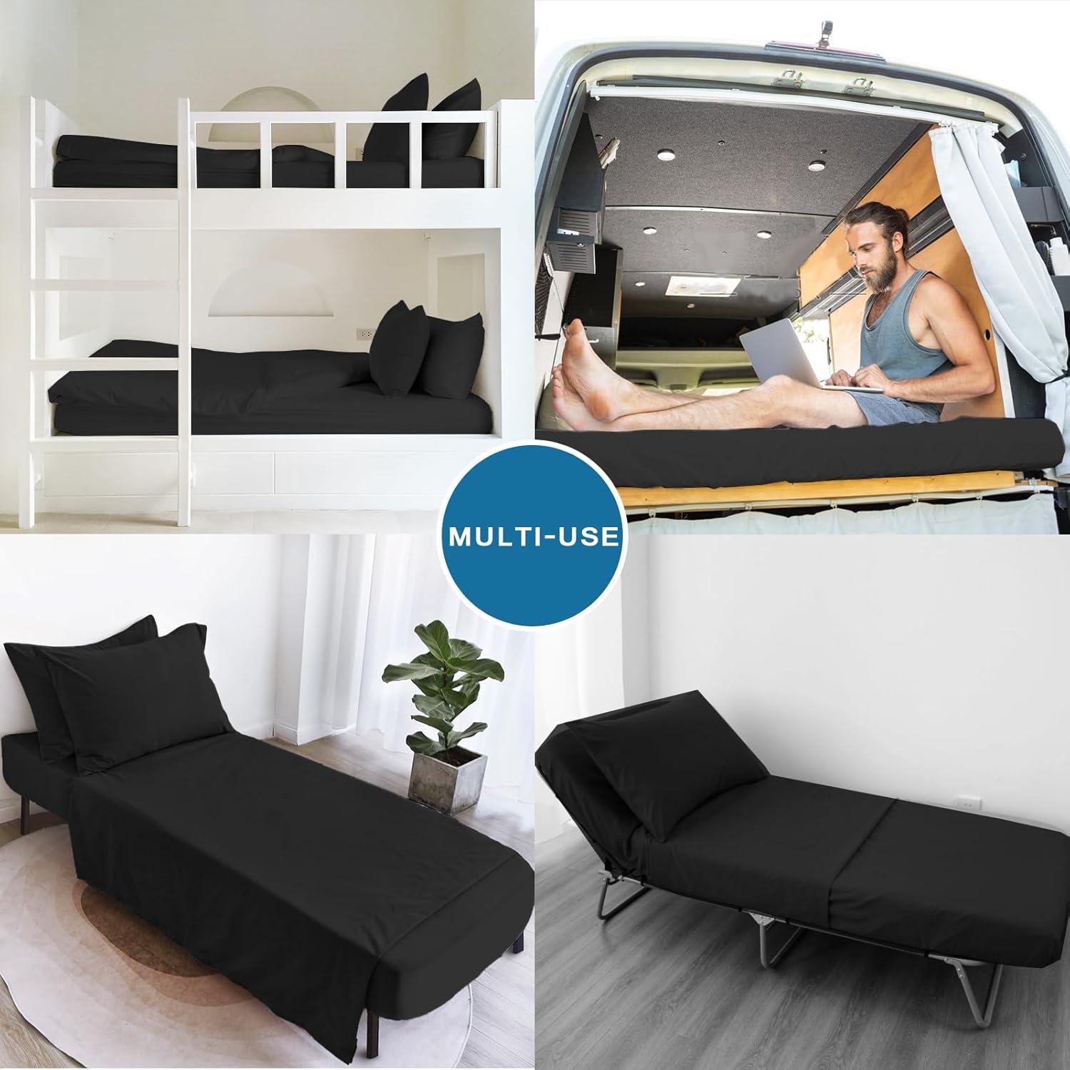 Juego de Sábanas SPRINGSPIRIT Cama Individual 4 Piezas Negro