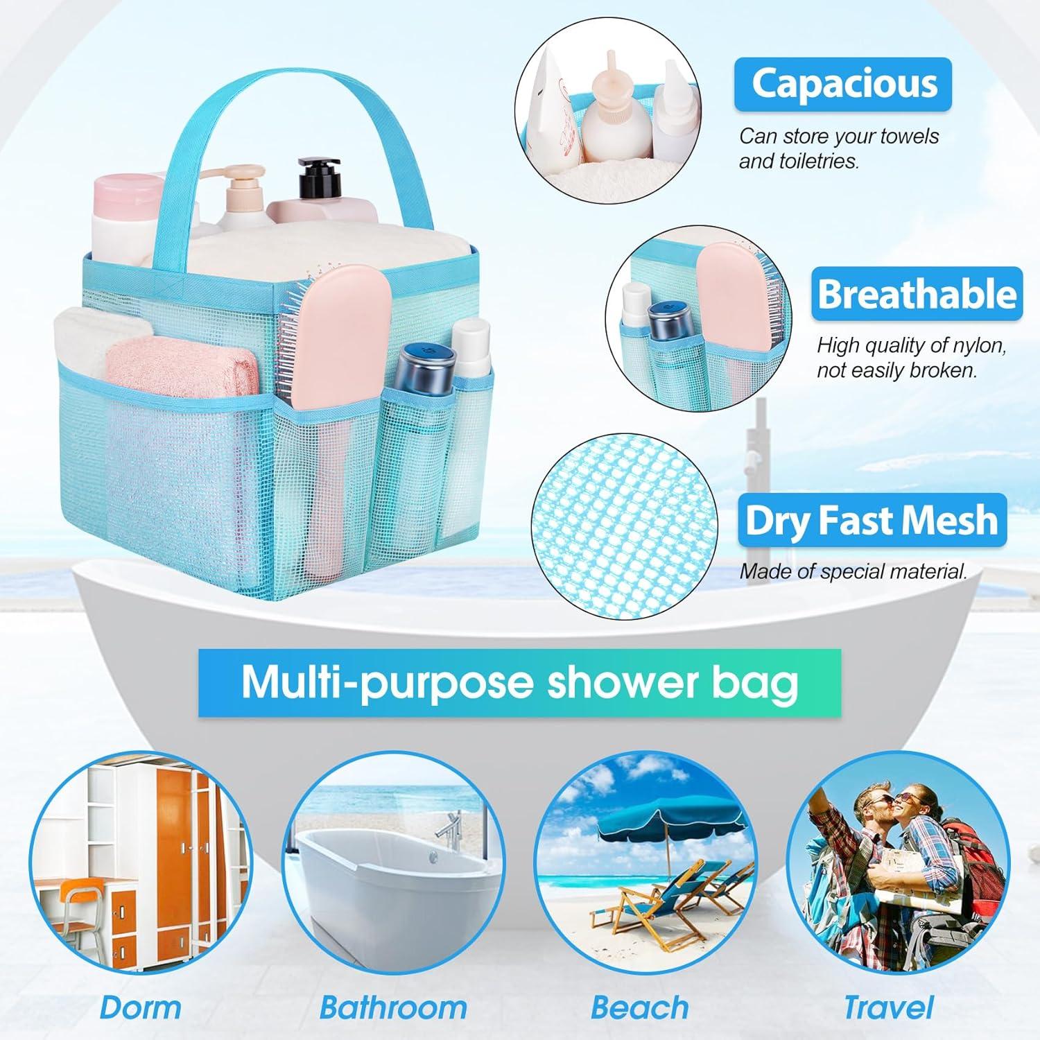 Caddy de Ducha Portátil Attmu Azul Bebé con 8 Bolsillos