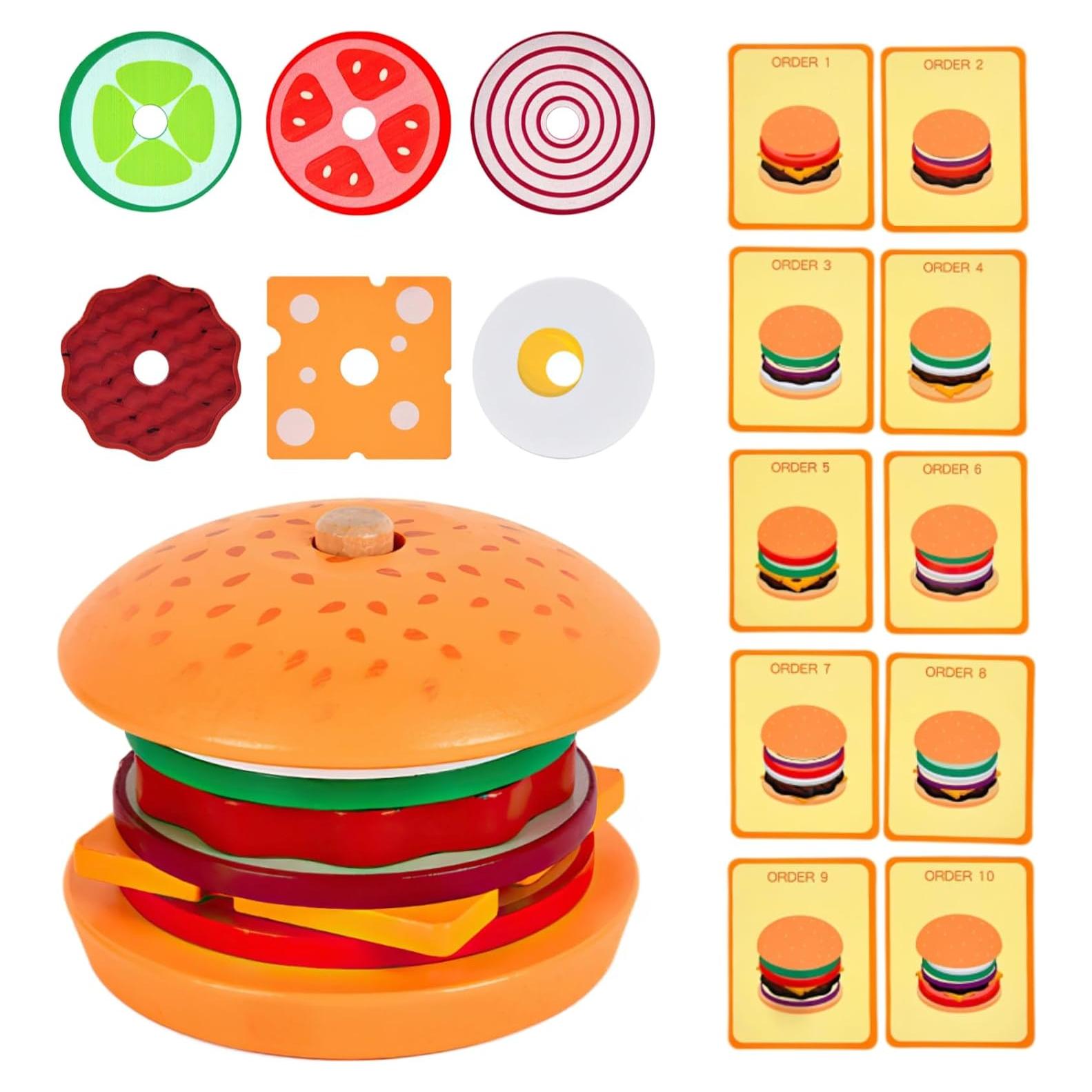 Juguete Apilamiento Hamburguesas Madera MIKNEKE 12,7 cm