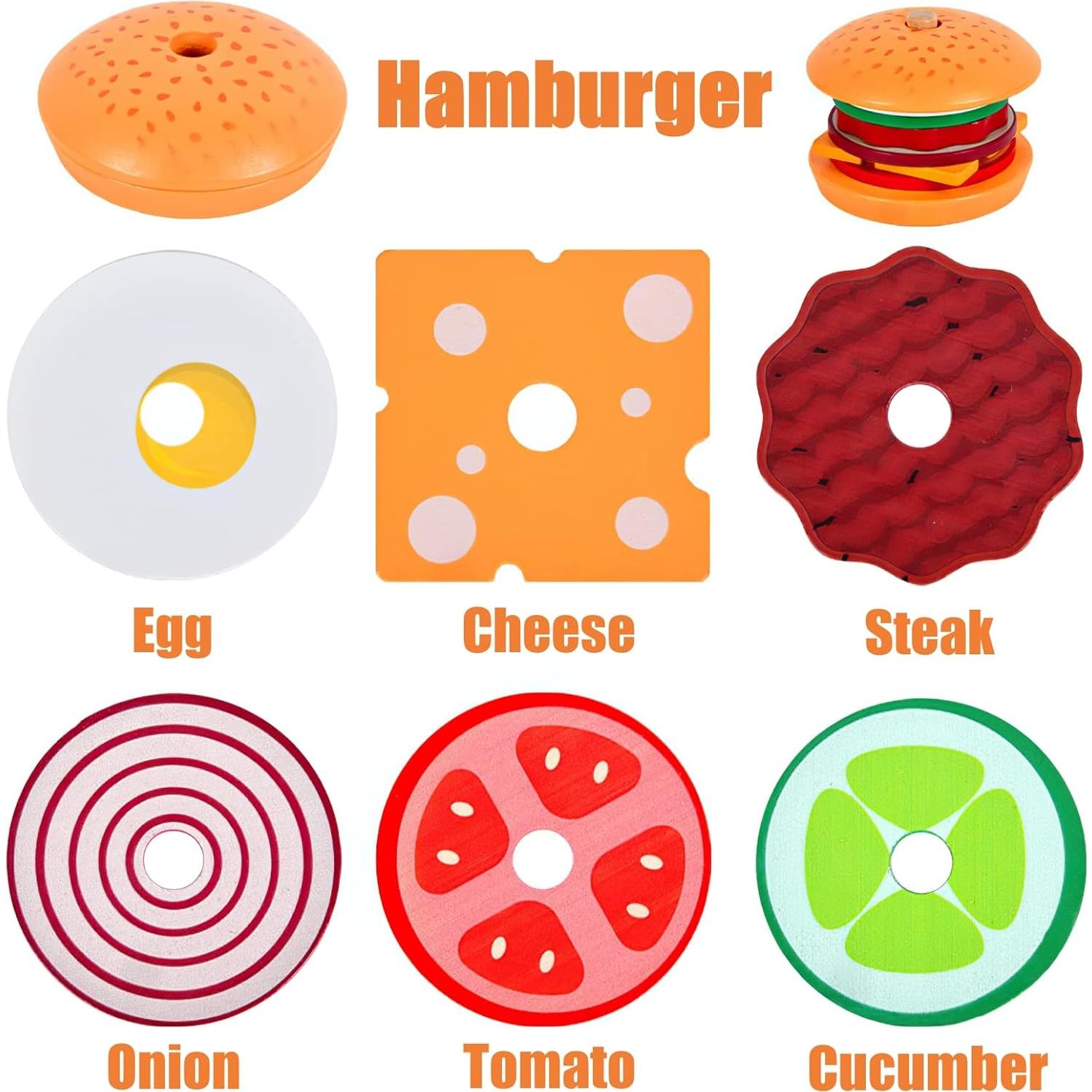 Juguete Apilamiento Hamburguesas Madera MIKNEKE 12,7 cm