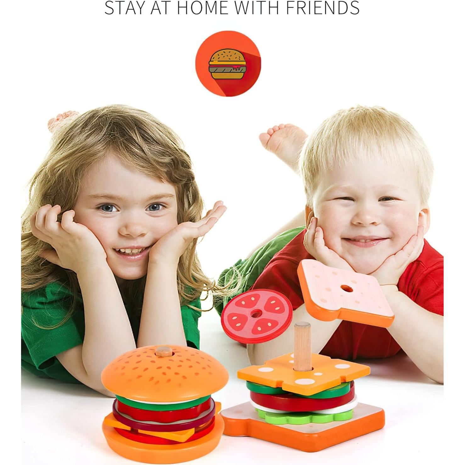 Juguete Apilamiento Hamburguesas Madera MIKNEKE 12,7 cm