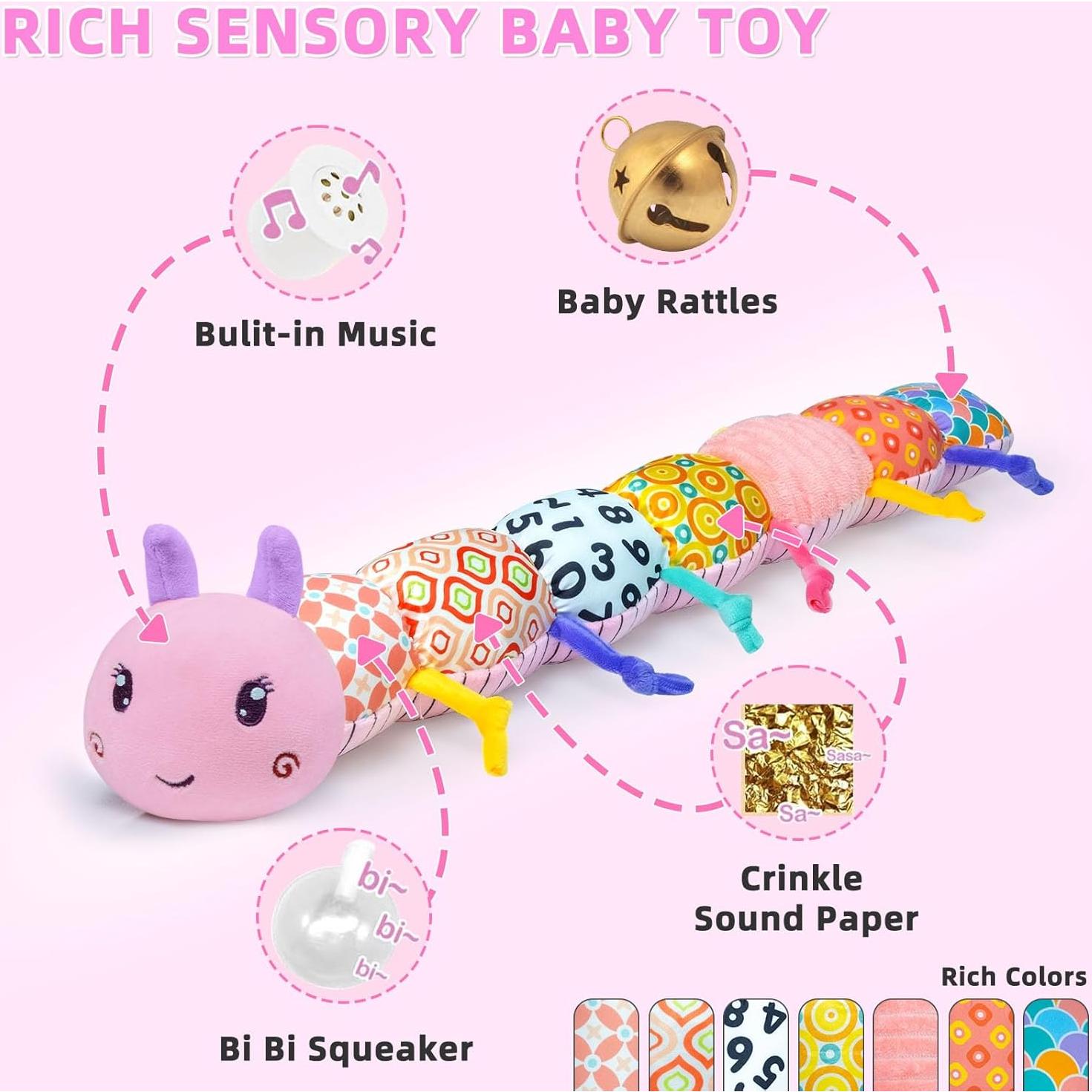 Juguete Musical de Peluche Ussybaby Oruga Rosa 0-12 Meses