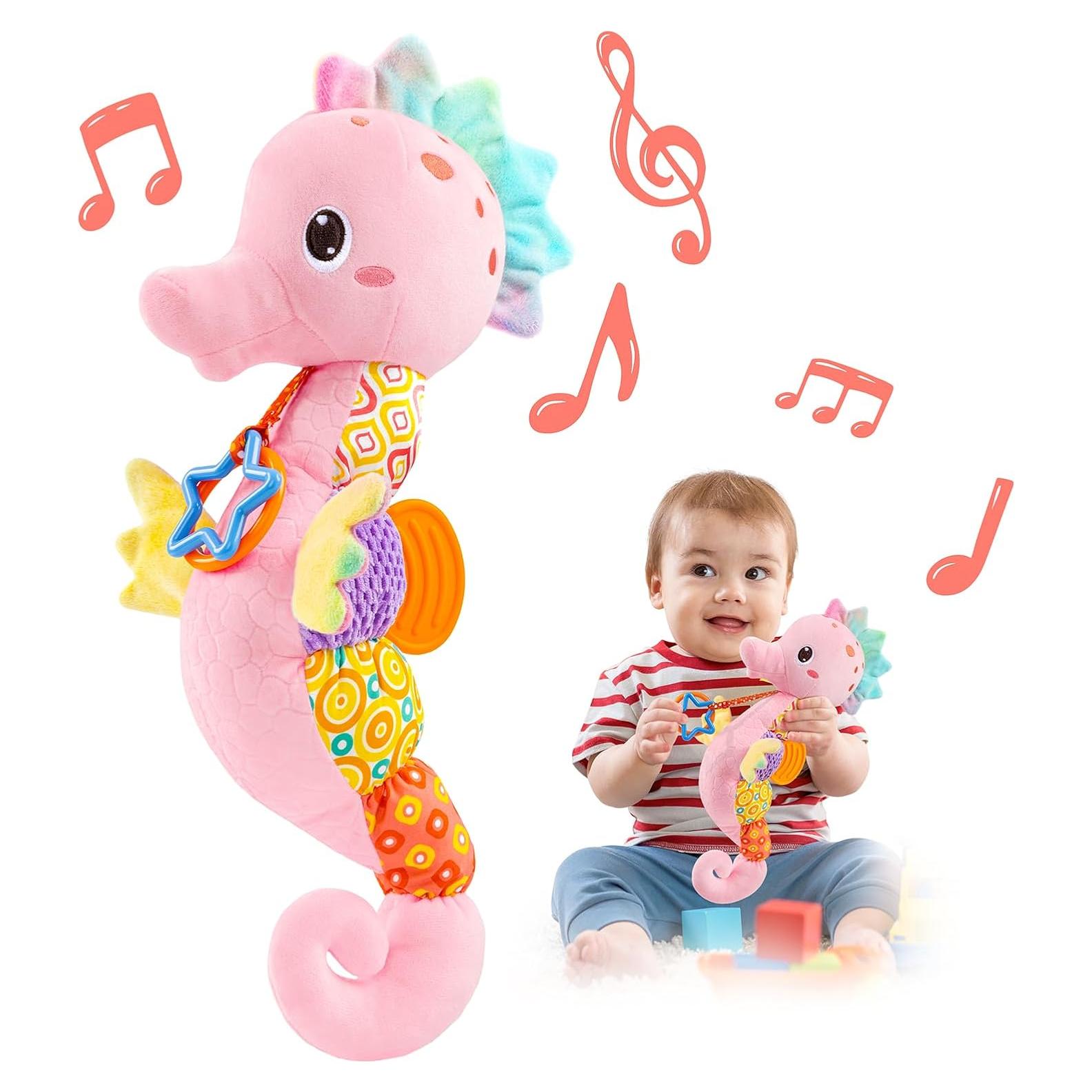 LIGHTDESIRE Juguete Musical Caballito de Mar Rosa 0-12 Meses