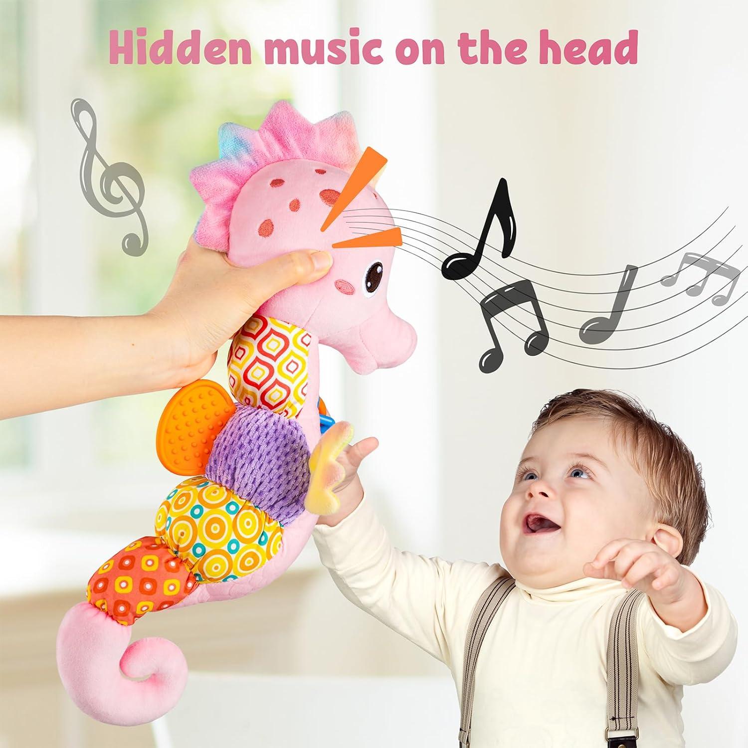 LIGHTDESIRE Juguete Musical Caballito de Mar Rosa 0-12 Meses