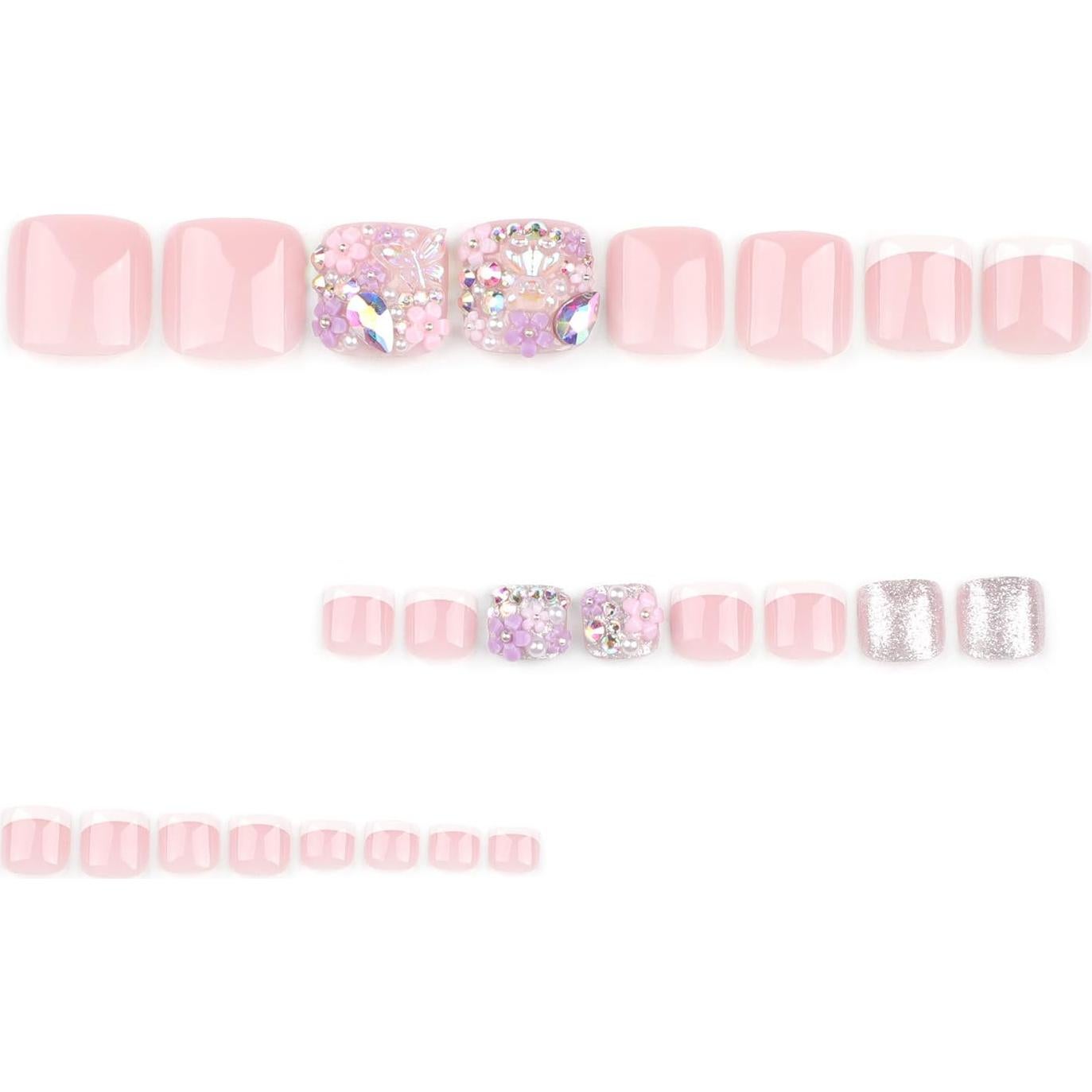 Uñas de Pies Postizas LPOODDNU 24 Piezas Punta Francesa