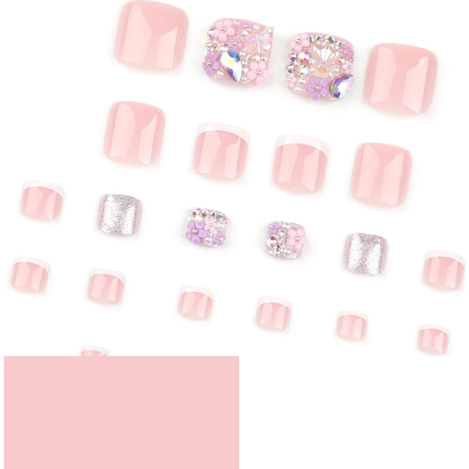 Uñas de Pies Postizas LPOODDNU 24 Piezas Punta Francesa