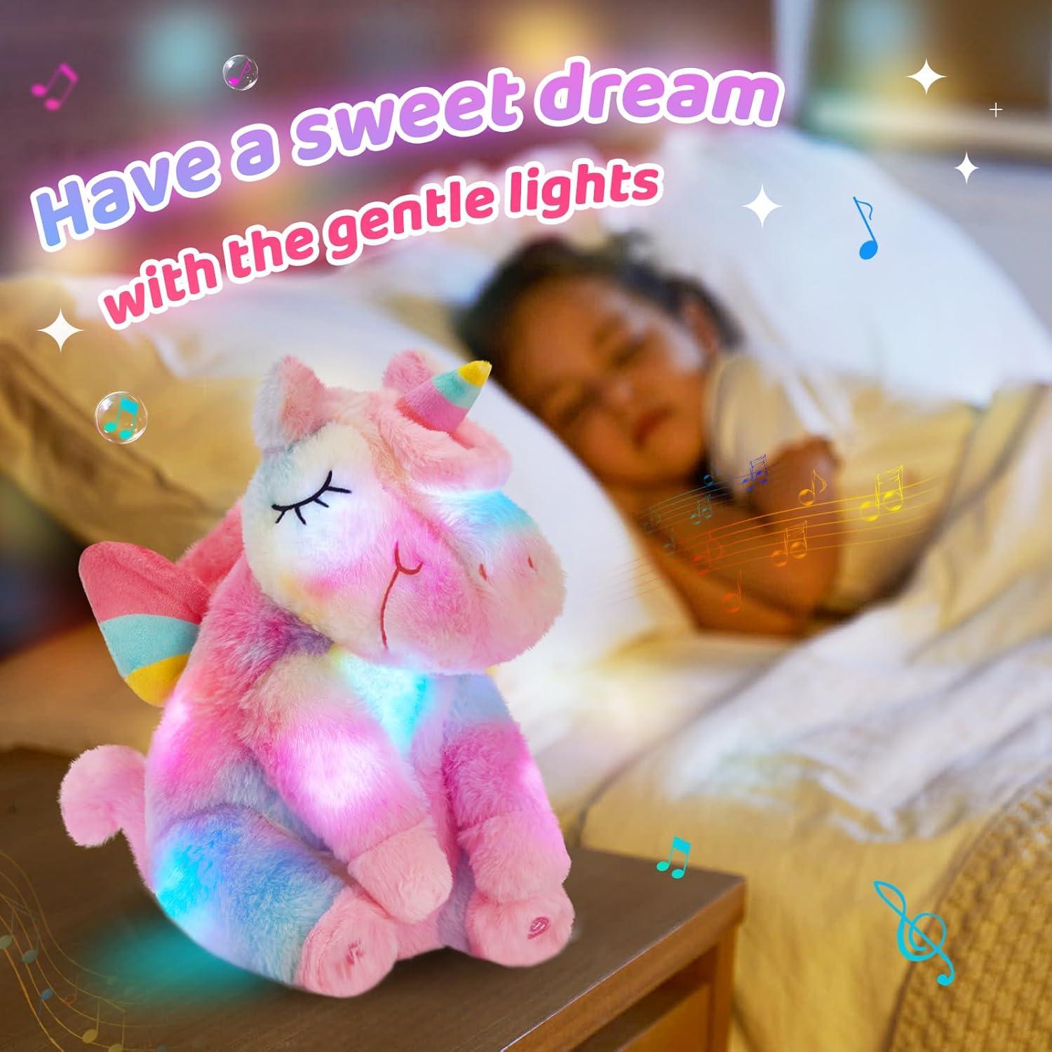 Unicornio de Peluche Musical Athoinsu 30 cm con Luz LED