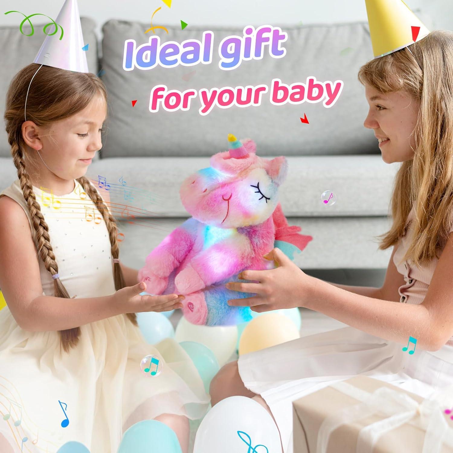 Unicornio de Peluche Musical Athoinsu 30 cm con Luz LED
