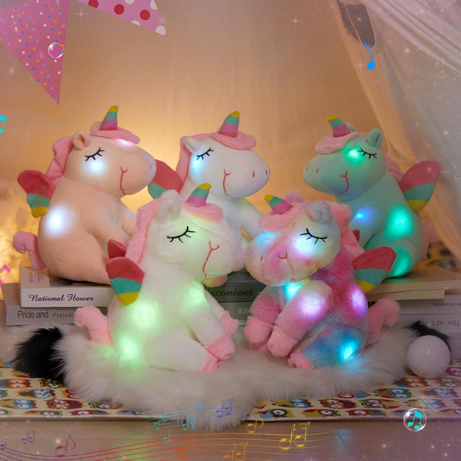 Unicornio de Peluche Musical Athoinsu 30 cm con Luz LED