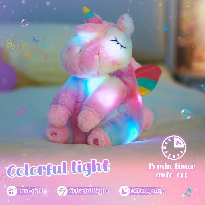 Unicornio de Peluche Musical Athoinsu 30 cm con Luz LED