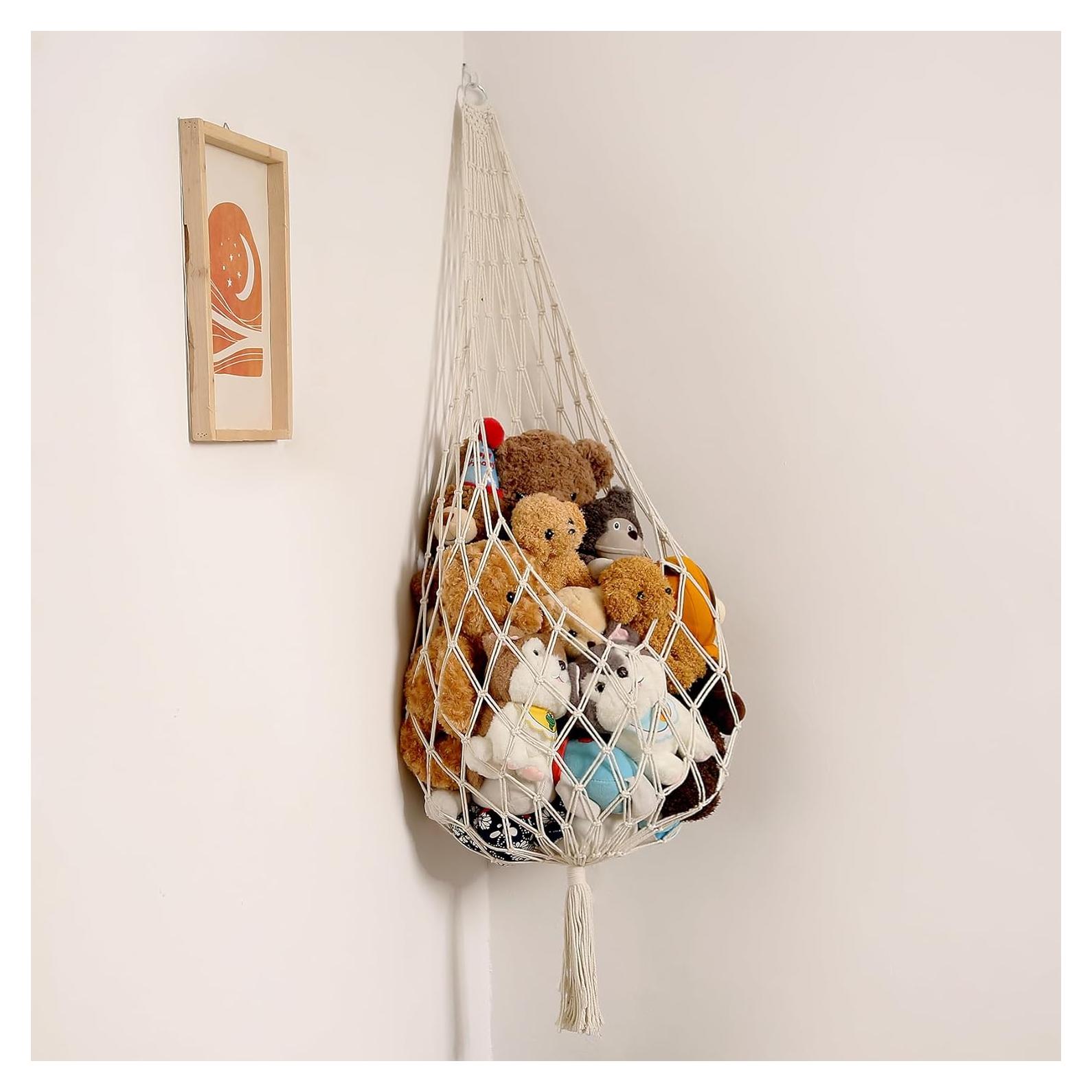 Hamaca Colgante de Macramé Amder para Peluches 50x152 cm Crema