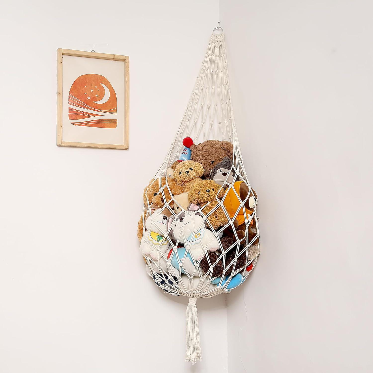 Hamaca Colgante de Macramé Amder para Peluches 50x152 cm Crema