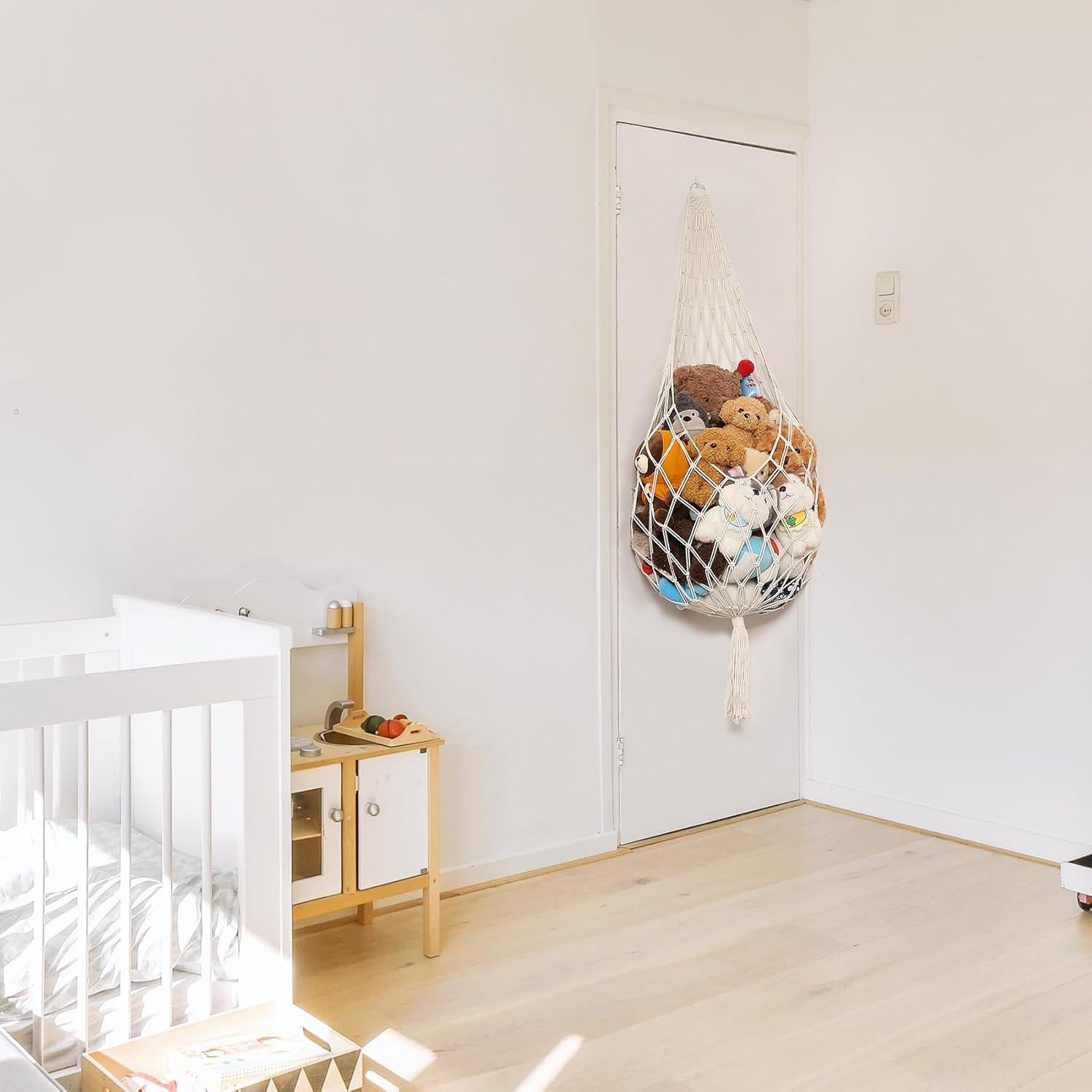 Hamaca Colgante de Macramé Amder para Peluches 50x152 cm Crema